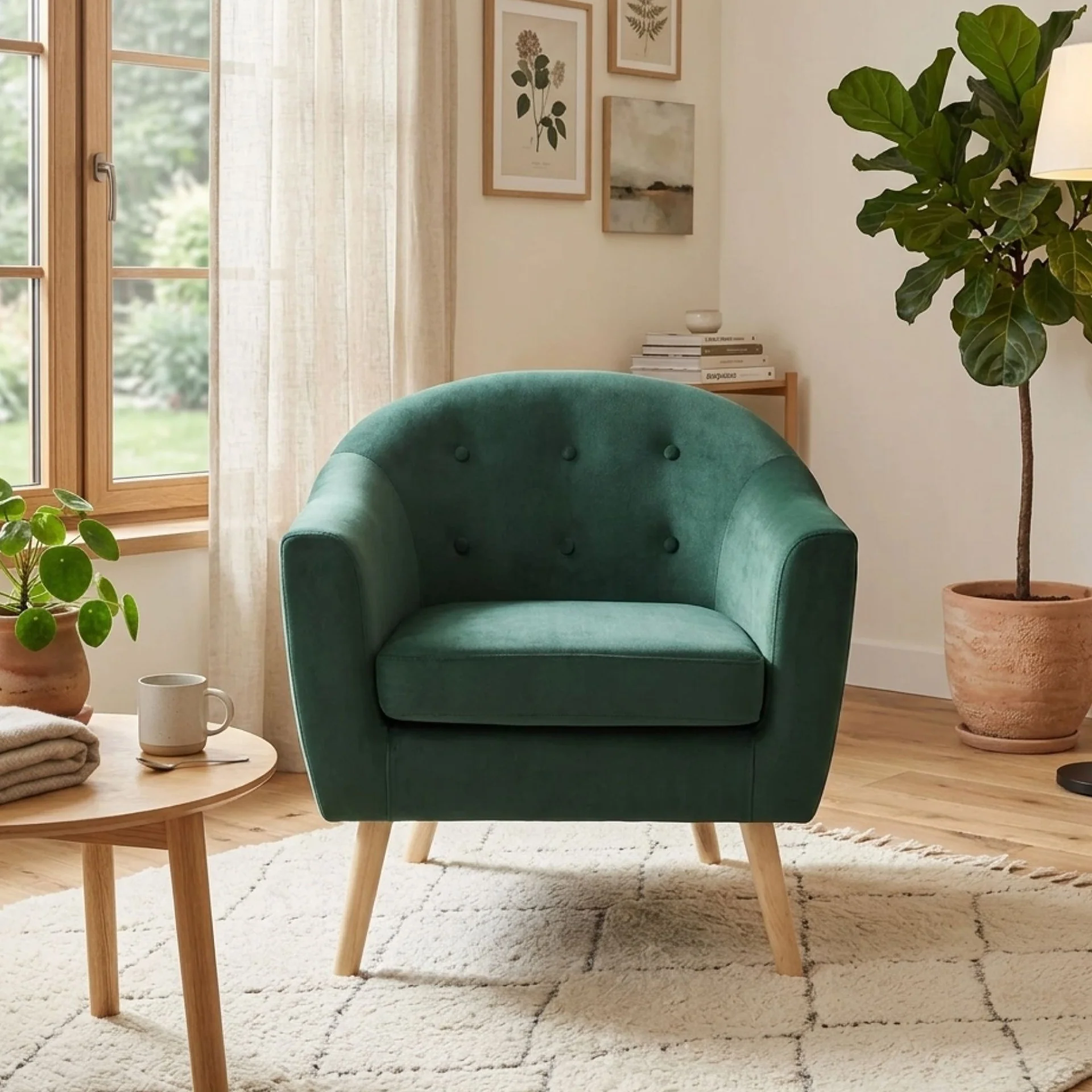 Millo Velvet Armchair - Dark Green - Image 7