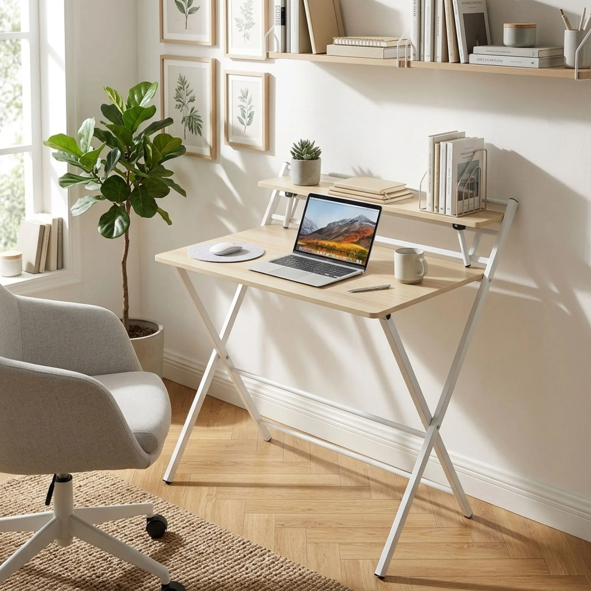 Milo 80cm Foldable Computer Desk - Oak - Image 2