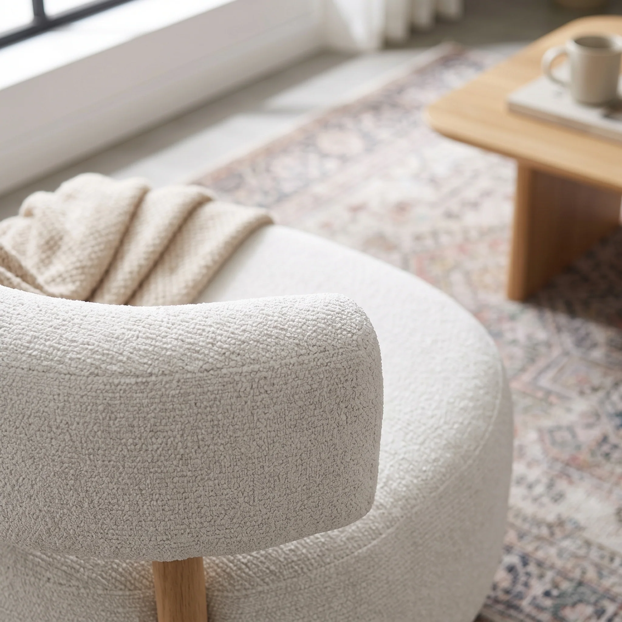 Milo Chenille Armchair - White - Image 5