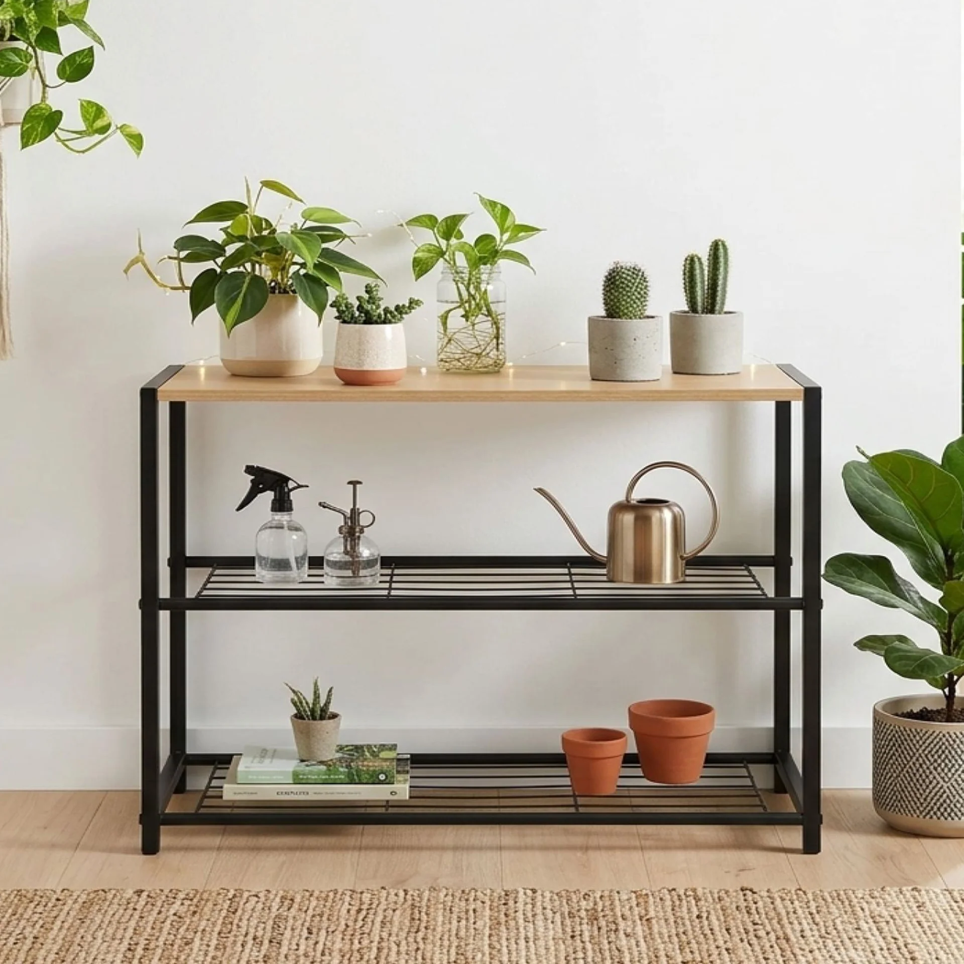 Milton 3 Tier Storage Shelf - Maple + Black - Image 5