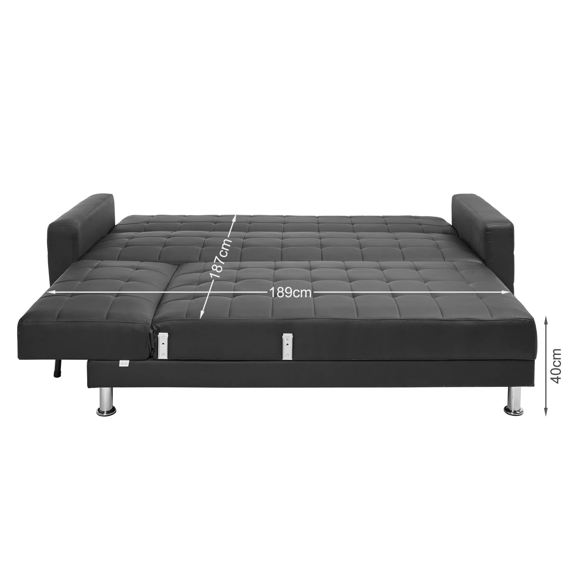 Minnesota Sofa Bed Futon with Chaise - Black - Image 12