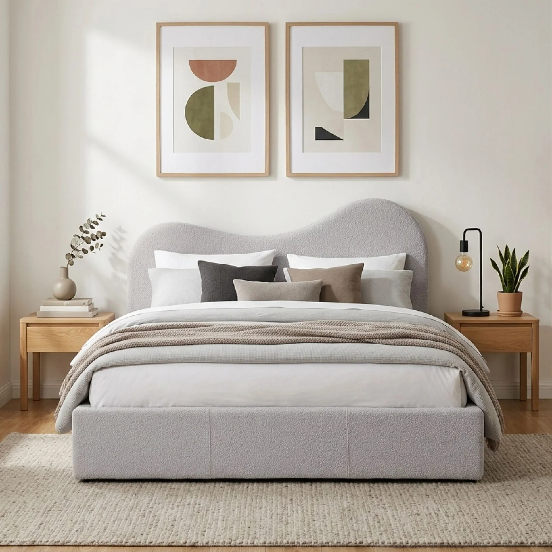 Miora Queen Gas Lift Bed Frame - Light Grey - Image 4