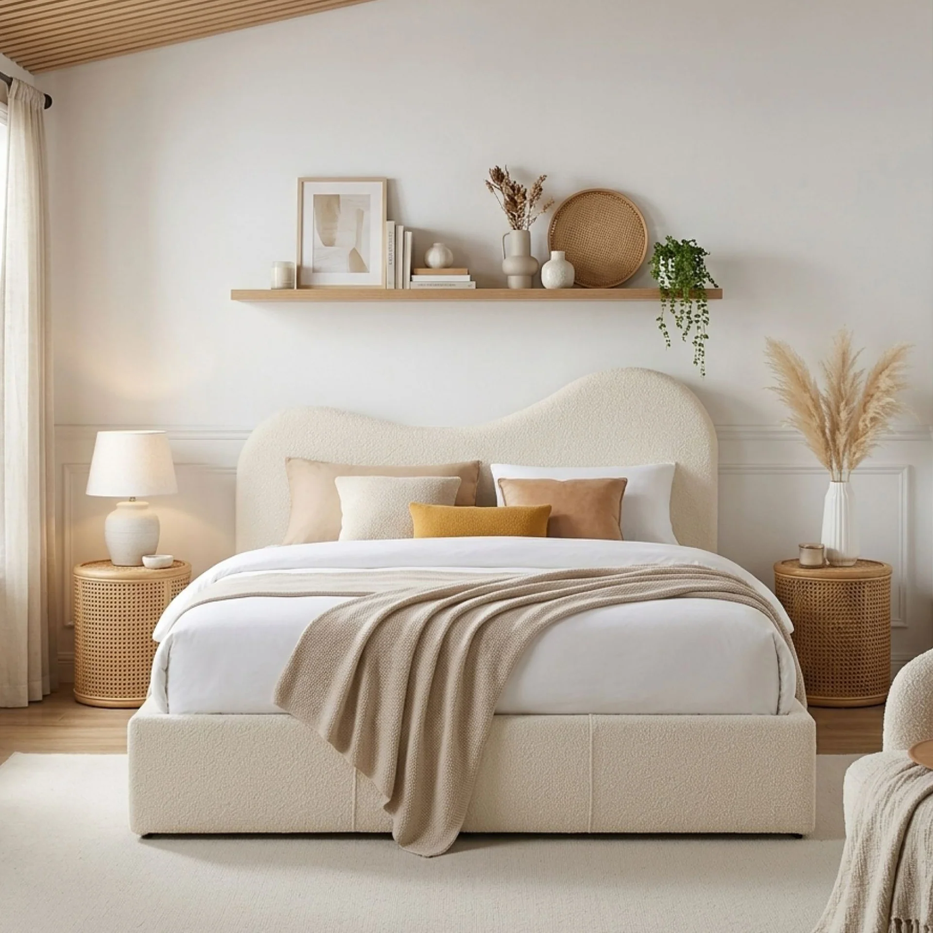 Miora Queen Gas Lift Bed Frame - Light Khaki - Image 3