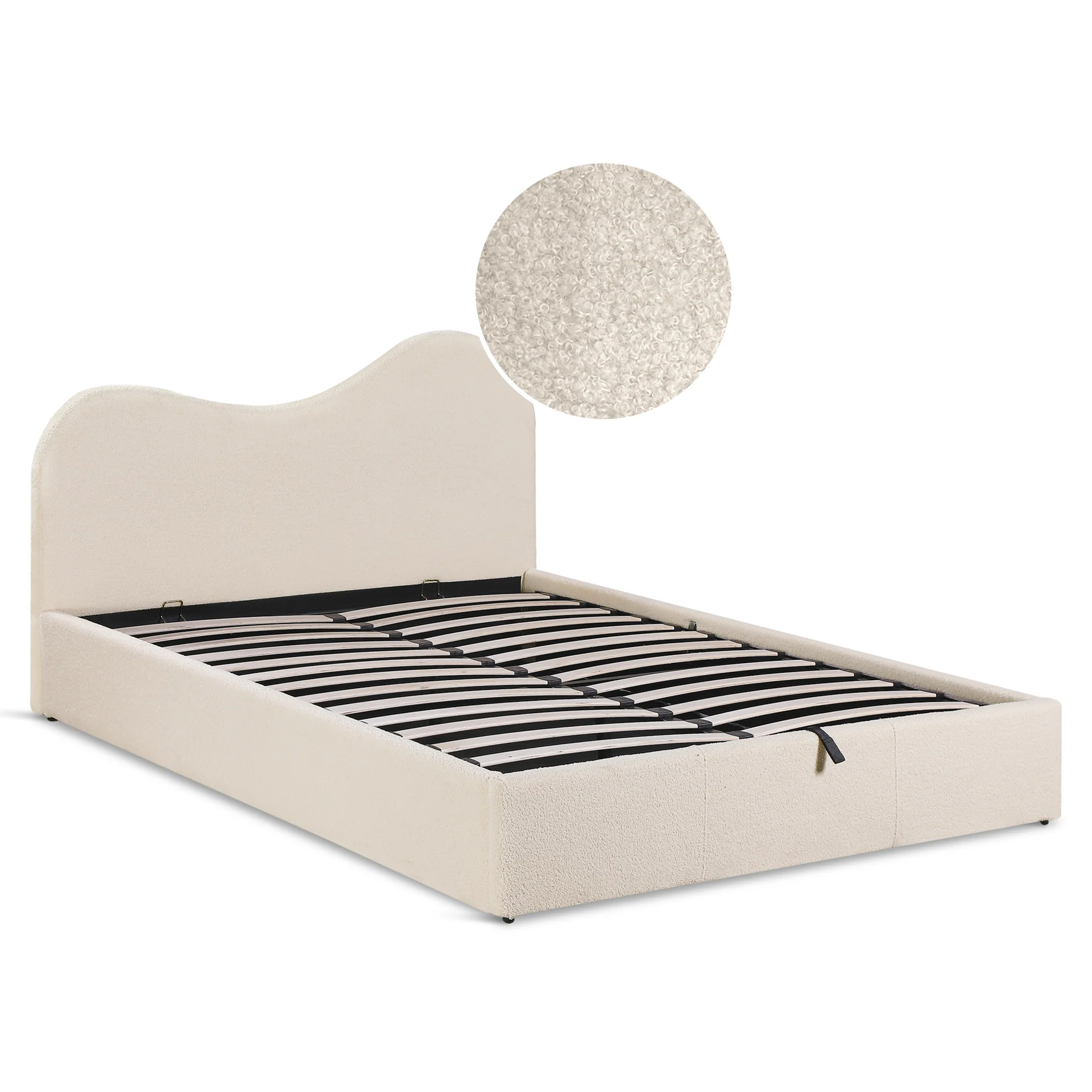 Miora Queen Gas Lift Bed Frame - Light Khaki - Image 7