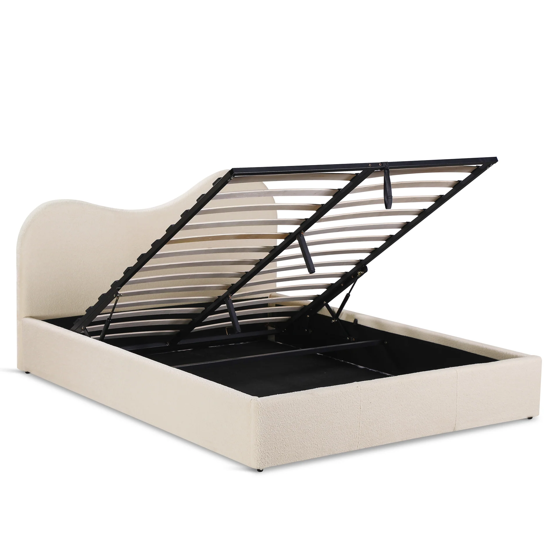 Miora Queen Gas Lift Bed Frame - Light Khaki - Image 9