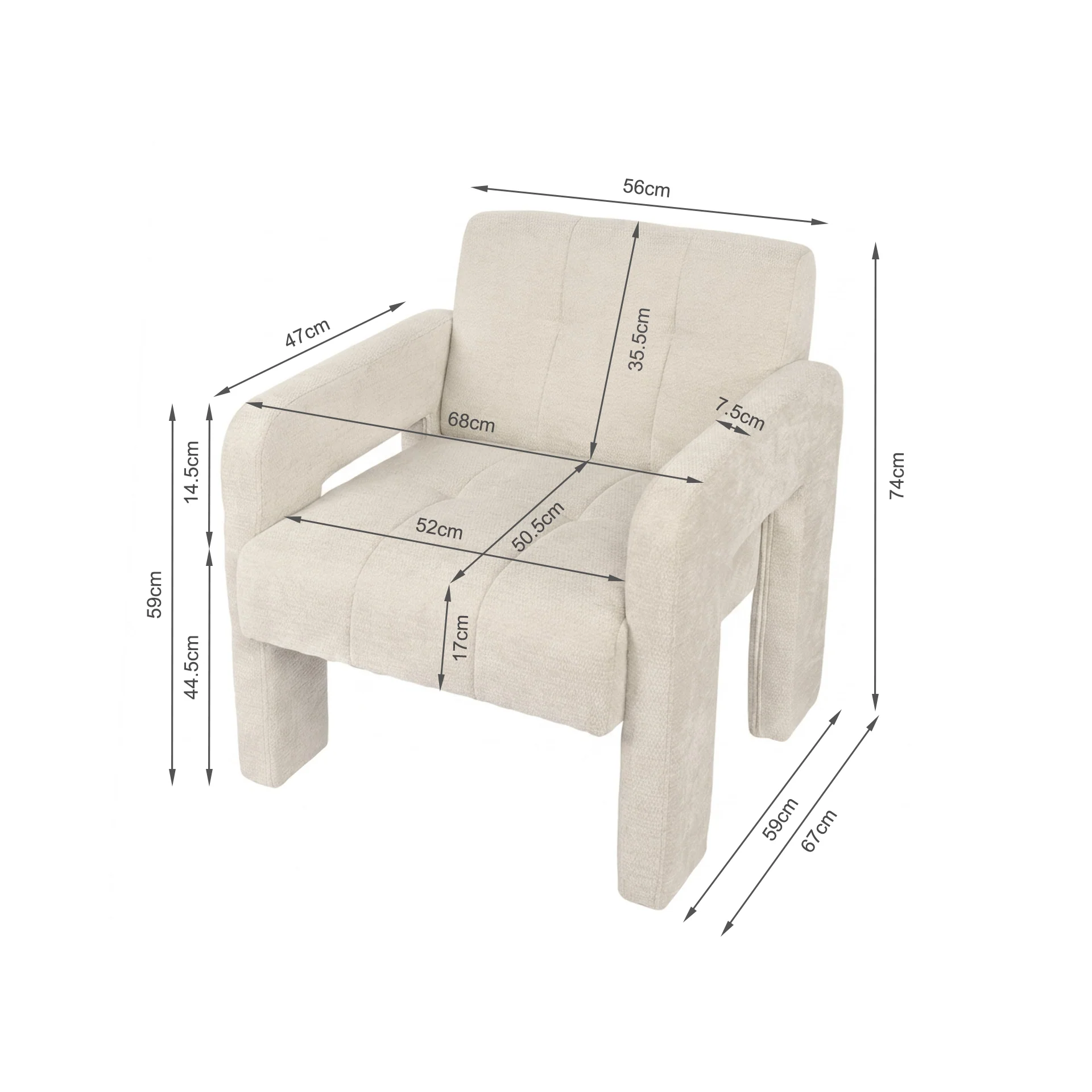 Mocha Chenille Armchair - Light Khaki - Image 14