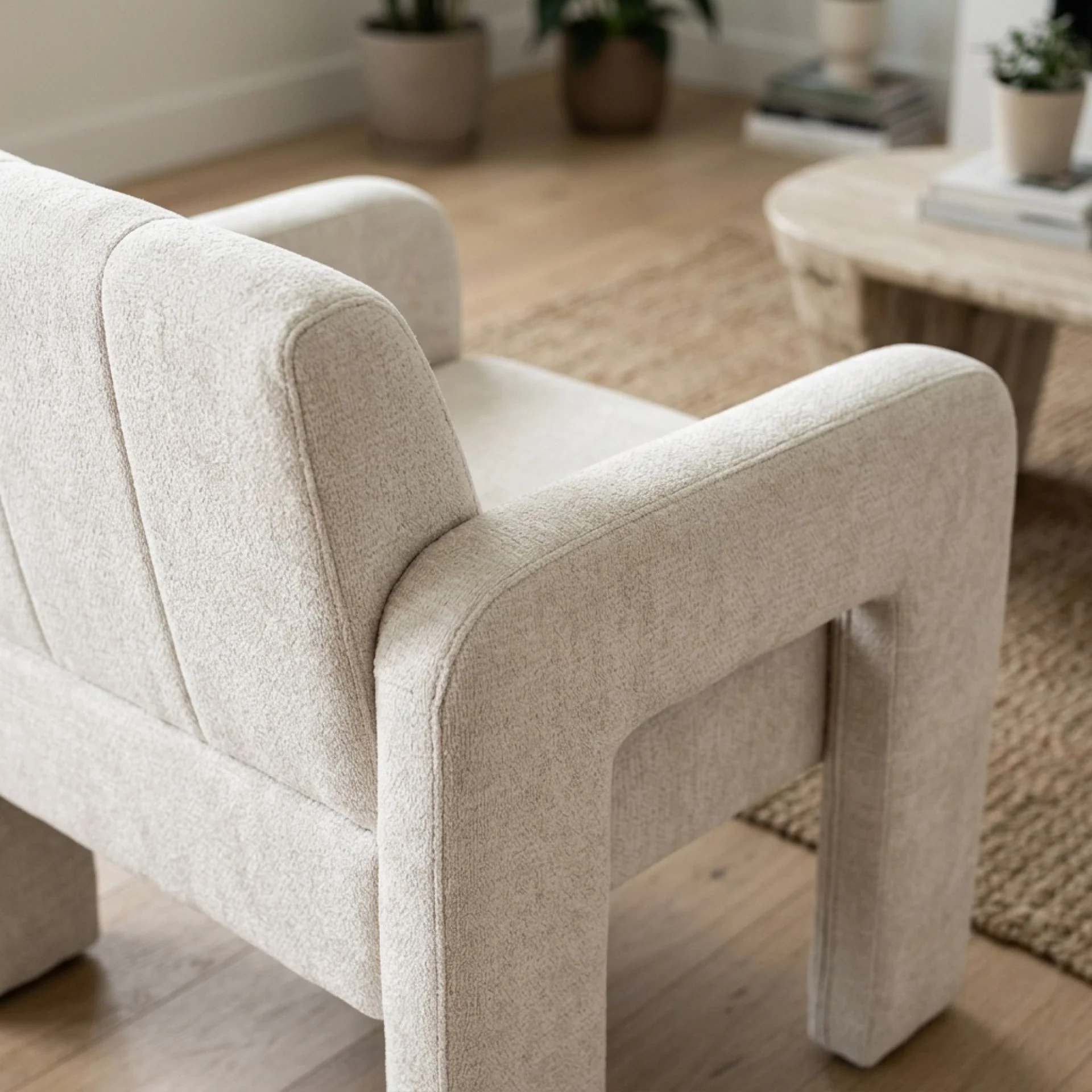 Mocha Chenille Armchair - Light Khaki - Image 7