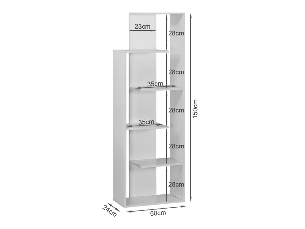 MONETTE 150cm Bookshelf - WHITE - Image 8