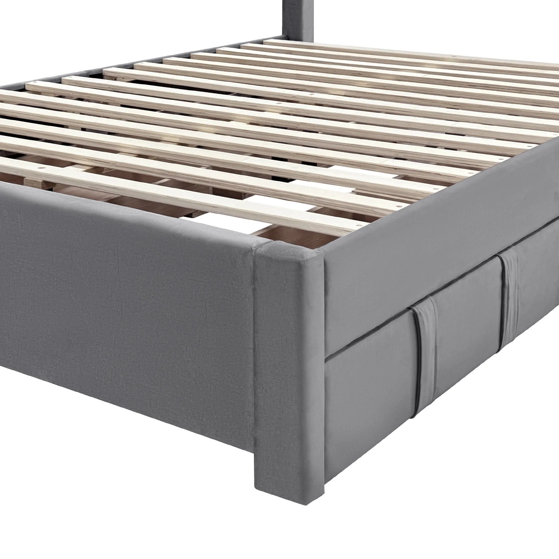 Montana Velvet Double Bed Frame with 4 Drawers - Grey - Image 13