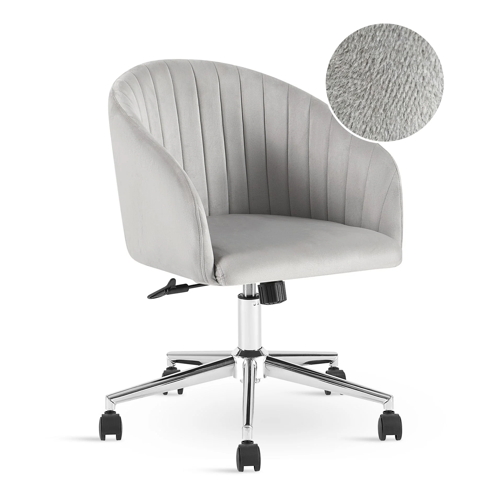 Morgan Velvet Office Chair - Light Grey - Image 7