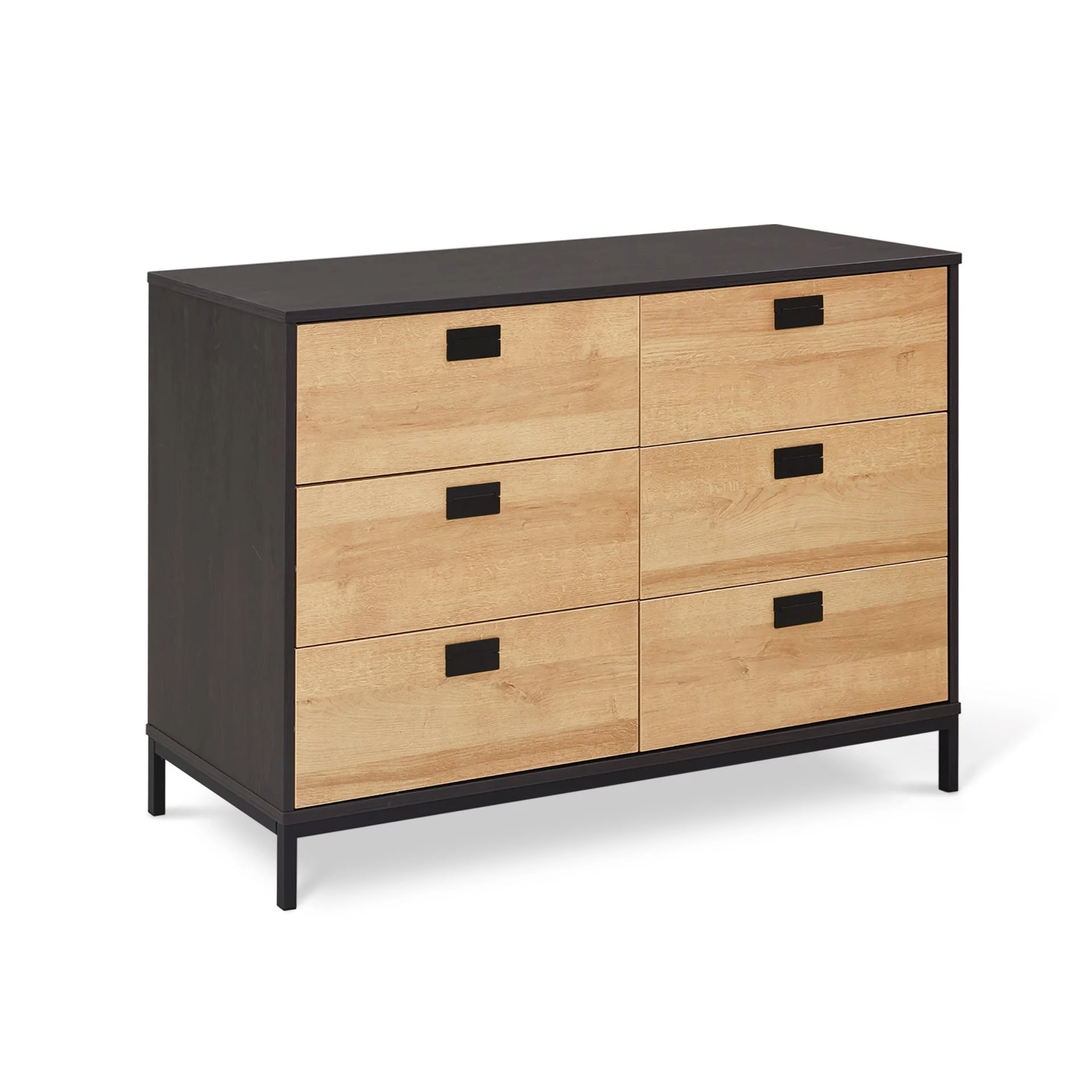 Morris Wooden Low Boy 6 Drawers - Oak - Image 2