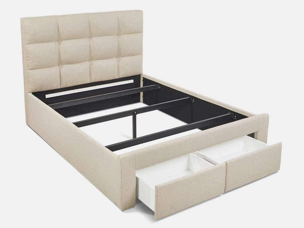 MUSALA Queen Bed with Drawers - BEIGE - Image 5