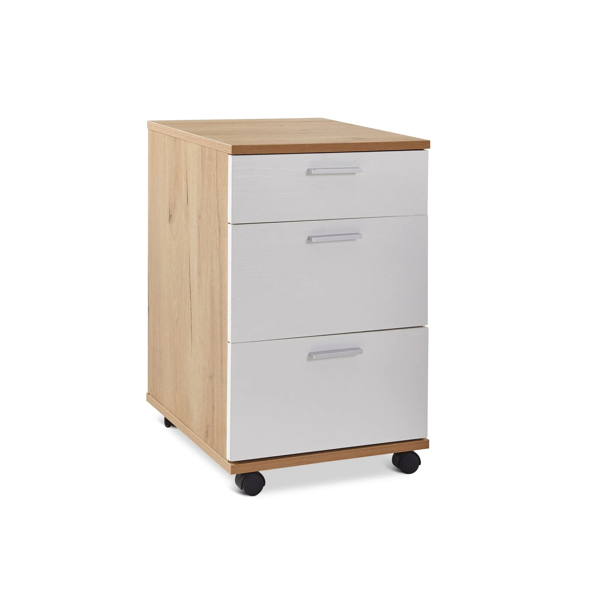 Nakia 3 Drawer Filing Cabinet - Oak+White - Image 7