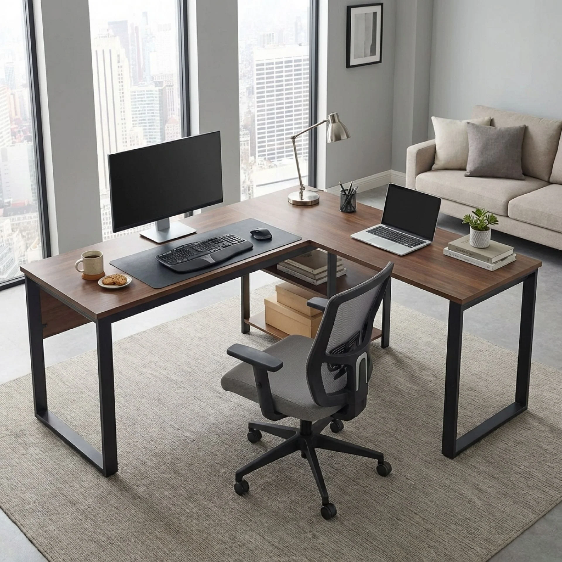 Nakia Computer Corner Desk - Walnut