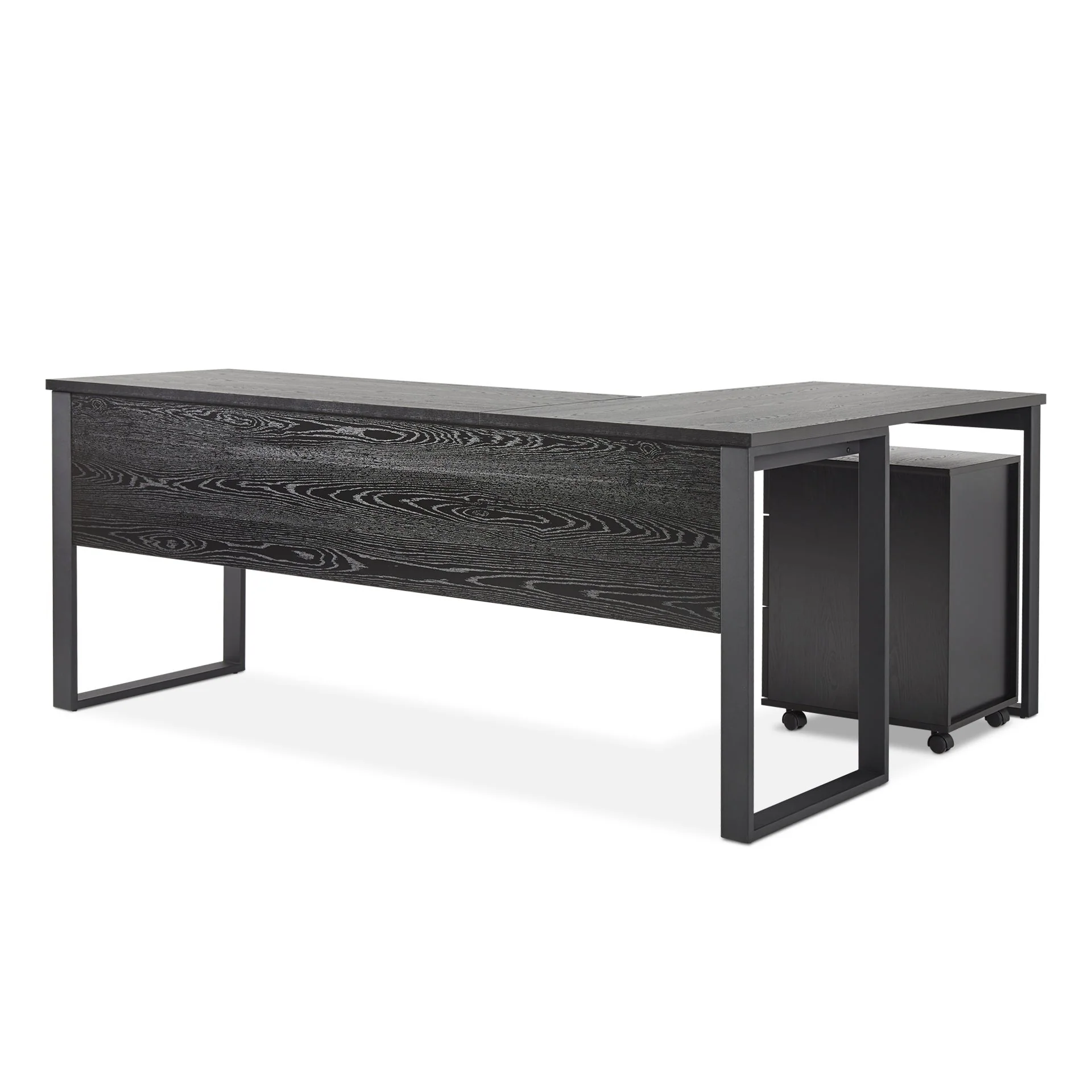 Nakia Computer Corner Desk with Filing Cabinet - Black - Image 8