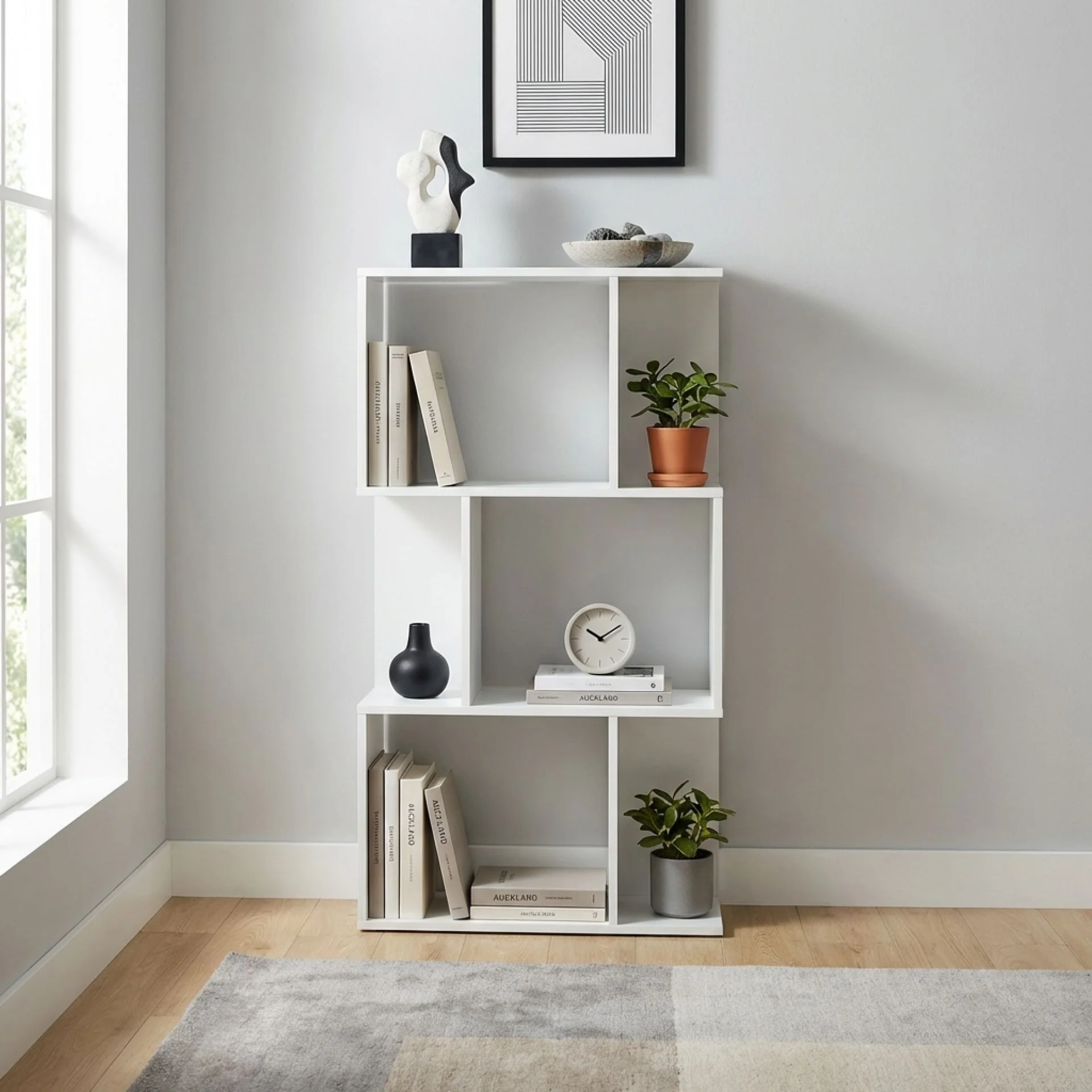 Namak 3 Tier Bookshelf Display Shelf - White - Image 5