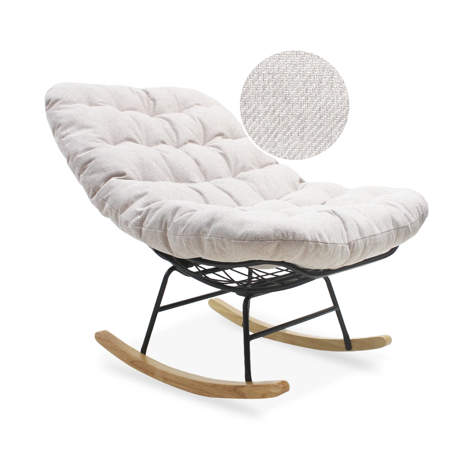 Naro Linen Rocking Armchair - Brown - Image 10