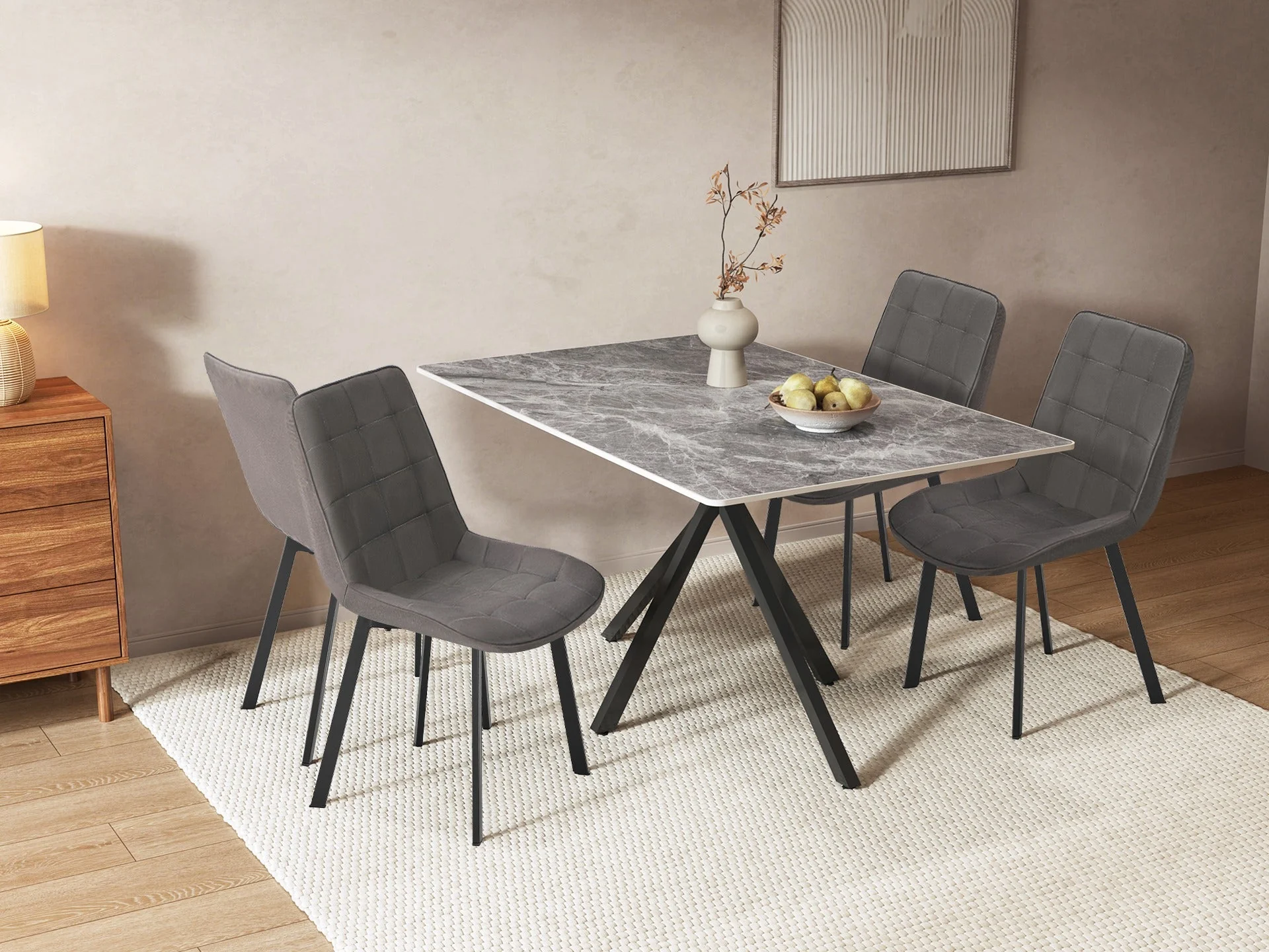 Nellie Dining Chair - Set of 4 - Dark Grey + Black - Image 2