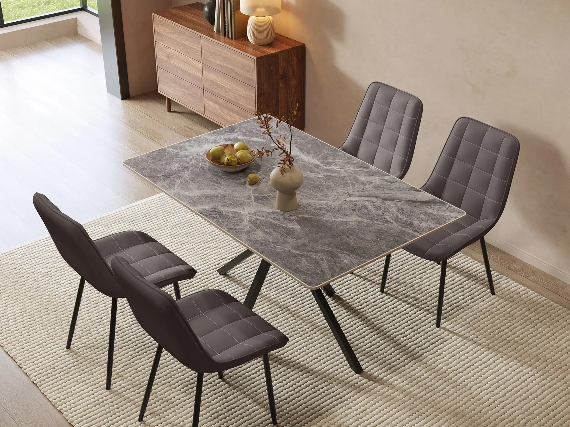 Nellie Dining Chair - Set of 4 - Dark Grey + Black - Image 3