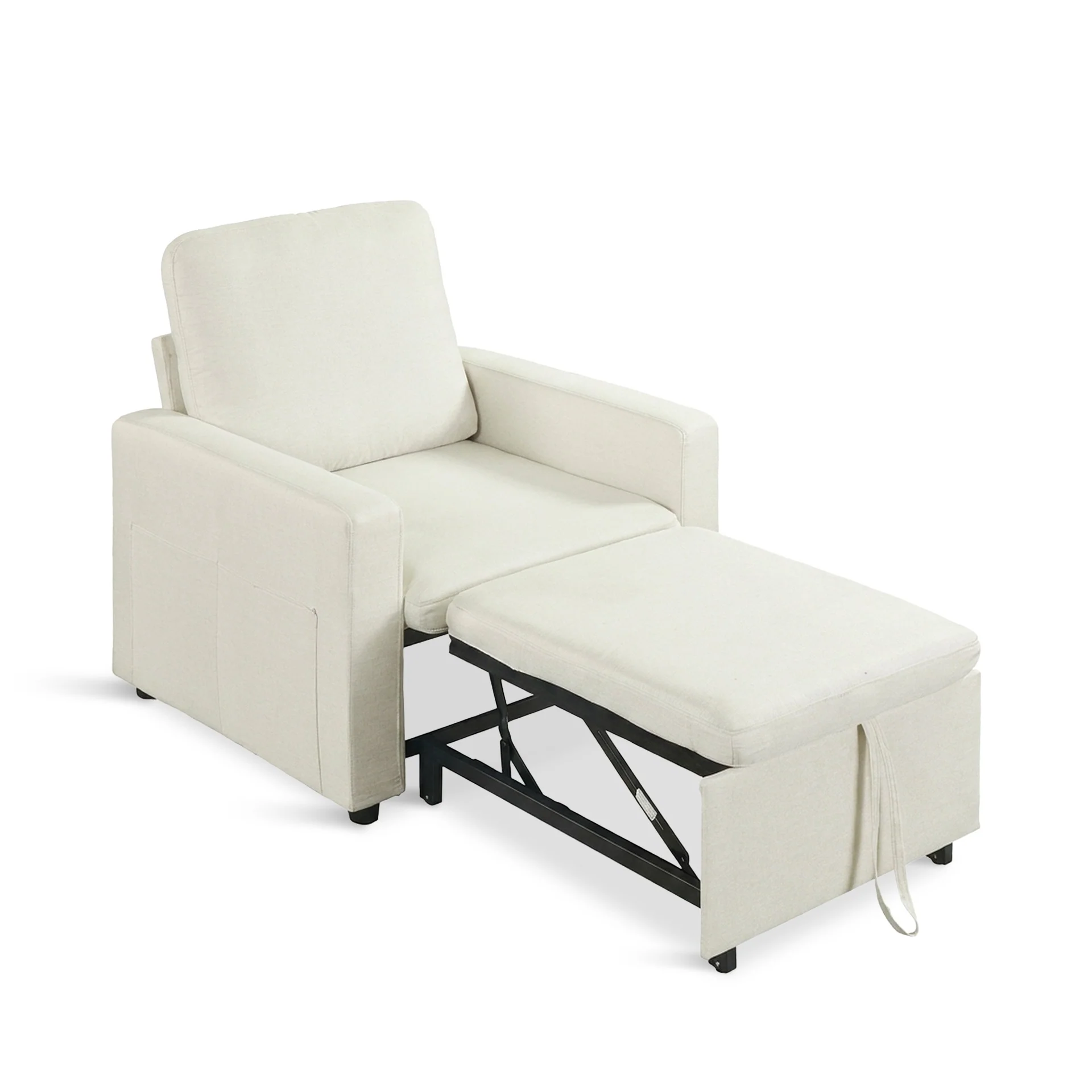 Nest Linen 1 Seater Sofa Bed - Cream - Image 14