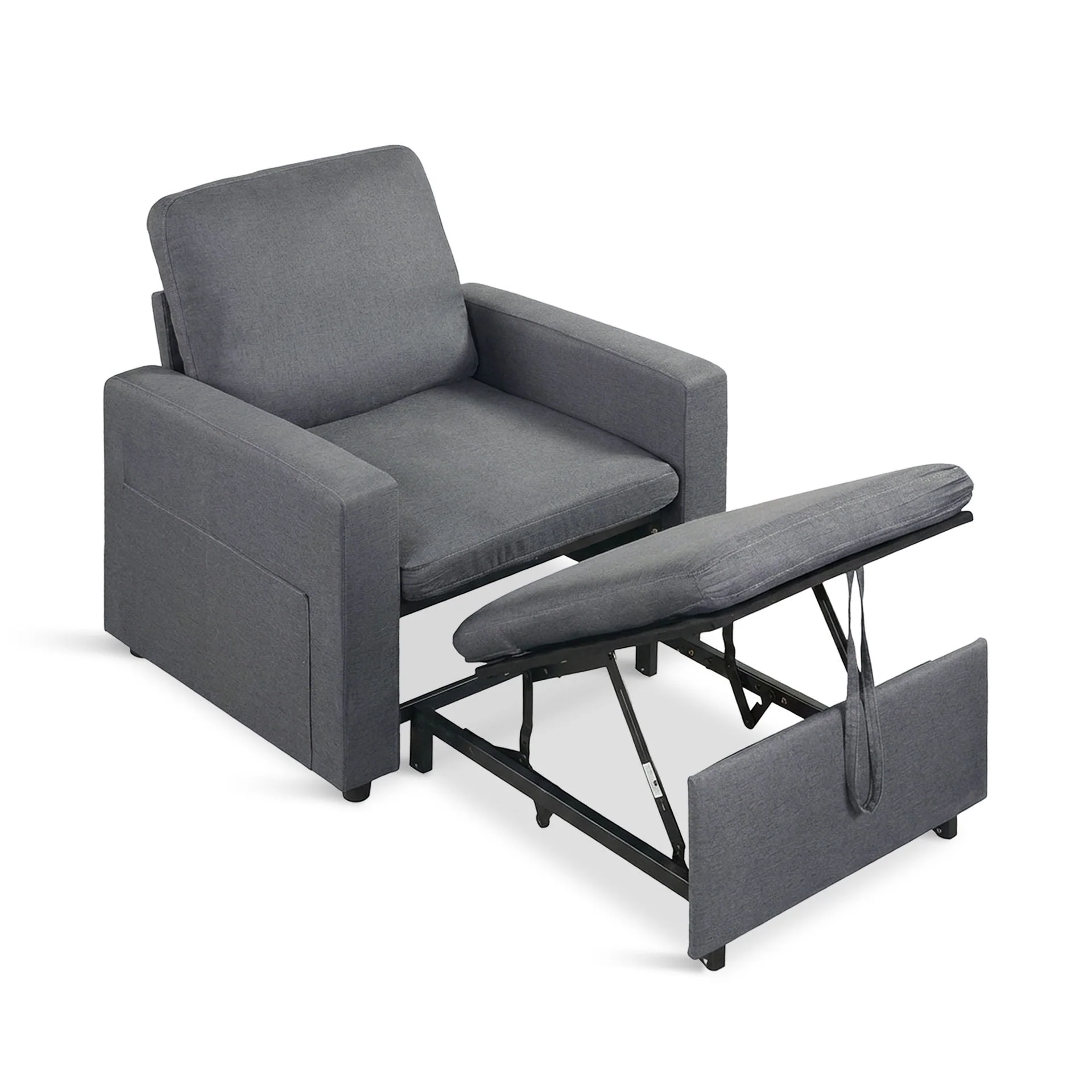 Nest Linen 1 Seater Sofa Bed - Dark Grey - Image 14