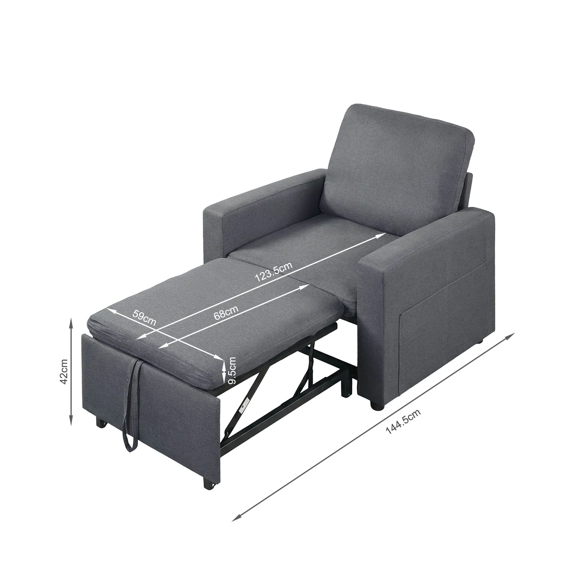 Nest Linen 1 Seater Sofa Bed - Dark Grey - Image 21