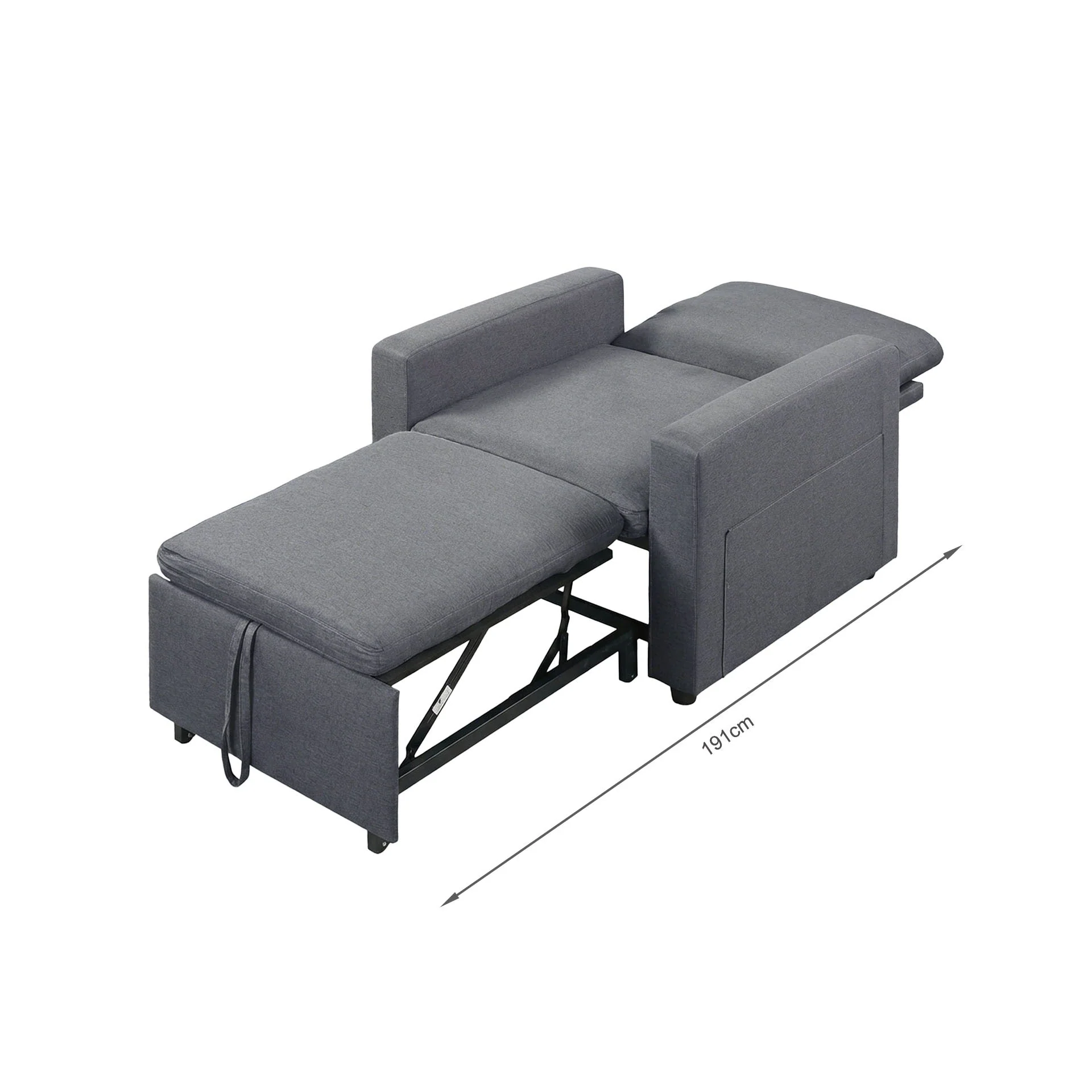 Nest Linen 1 Seater Sofa Bed - Dark Grey - Image 22