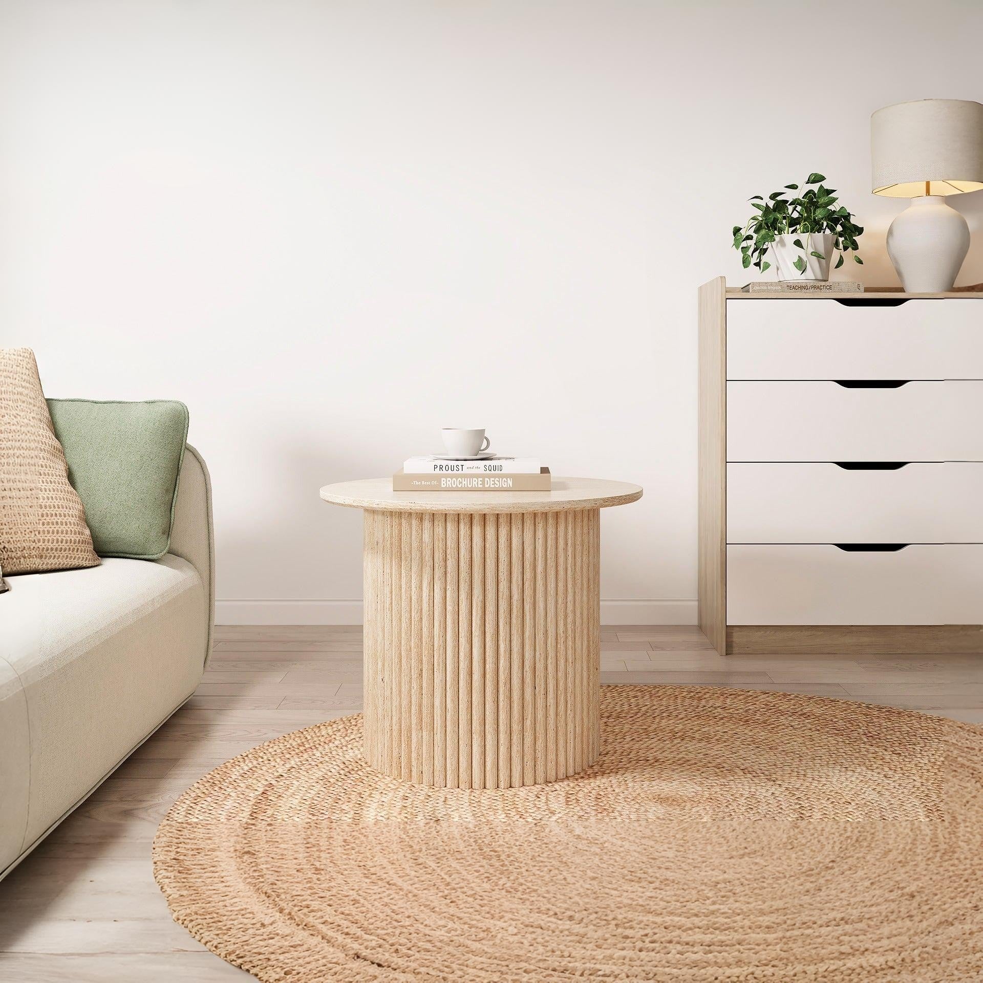Nile Round Coffee Table 60cm - Travertine - Image 2
