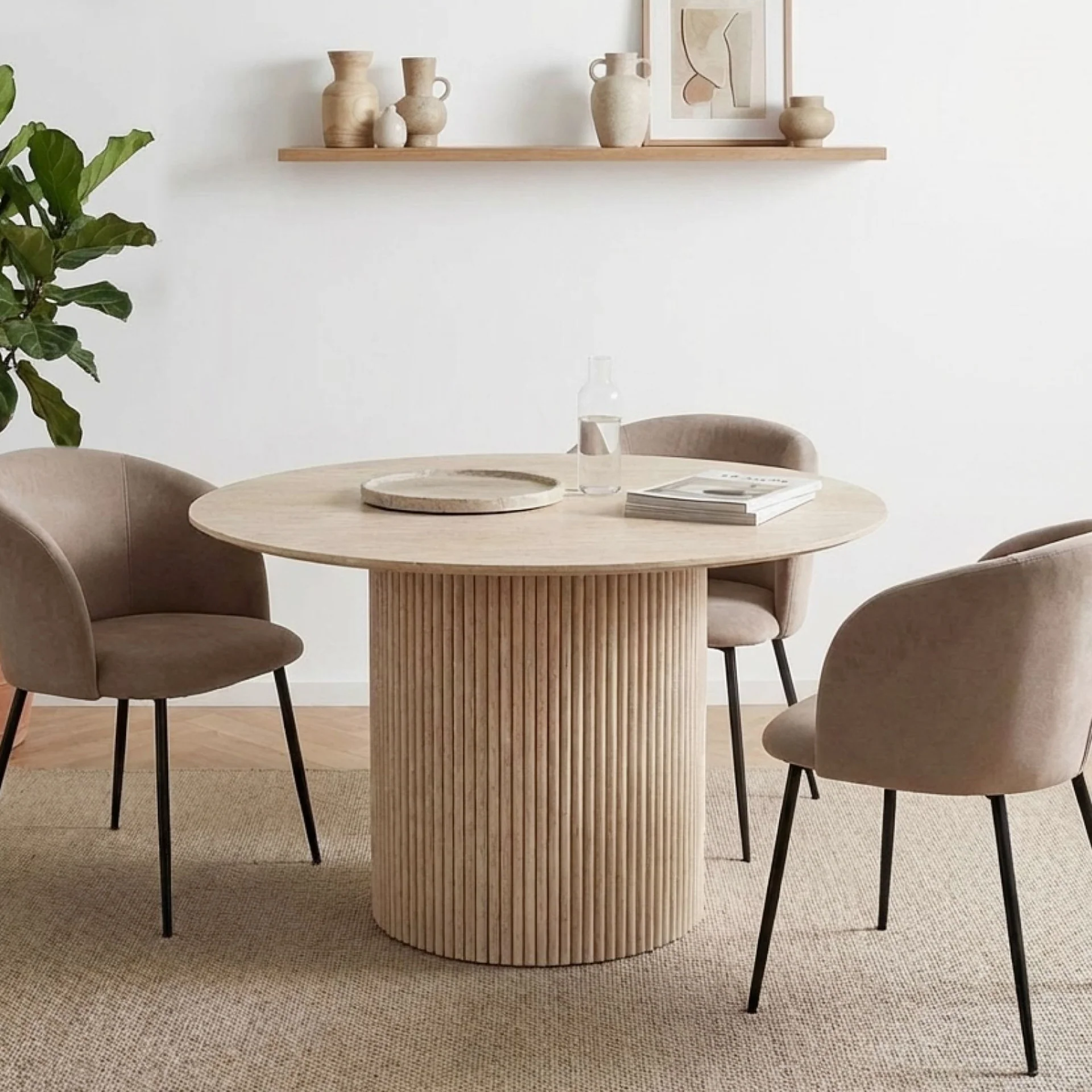 Nile Round Dining Table 120cm - Travertine - Image 3