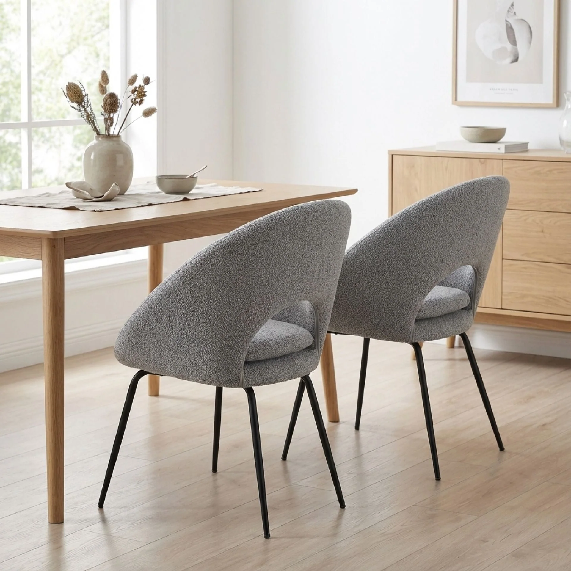 Nimue Fabric Dining Chair - Set of 2 - Greyish Black - Image 2