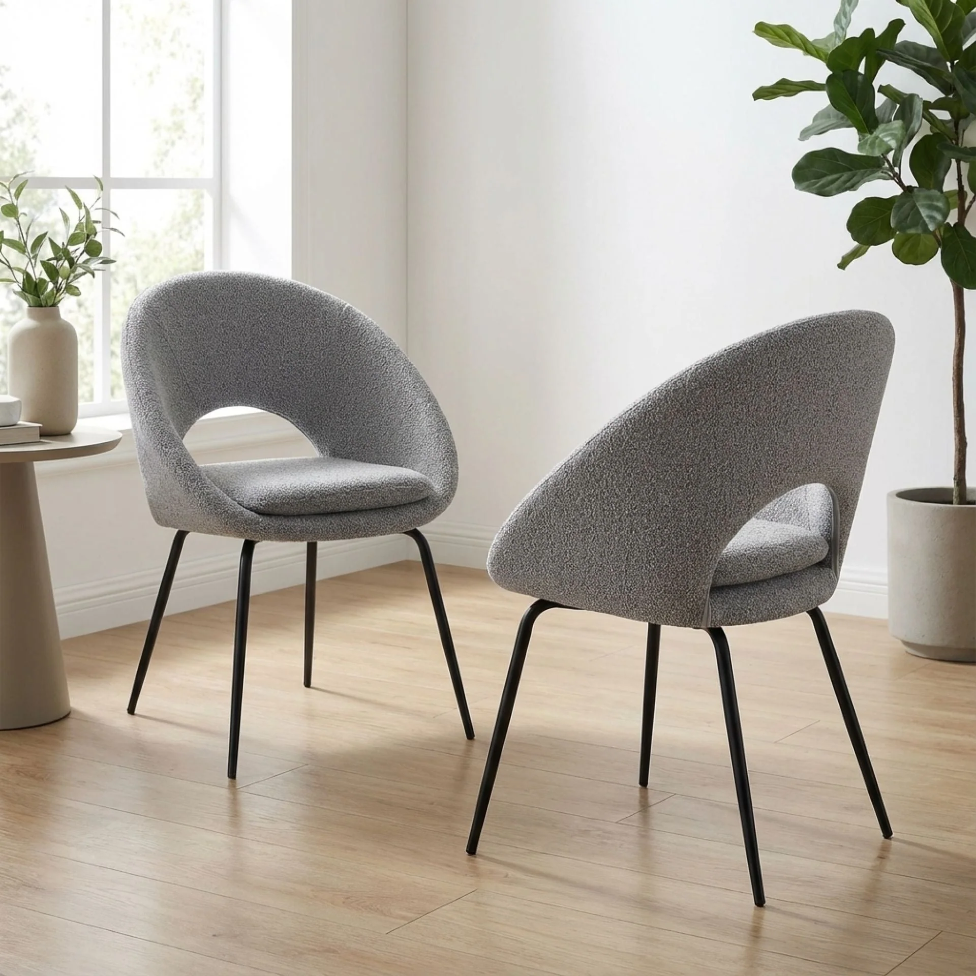 Nimue Fabric Dining Chair - Set of 2 - Greyish Black - Image 5