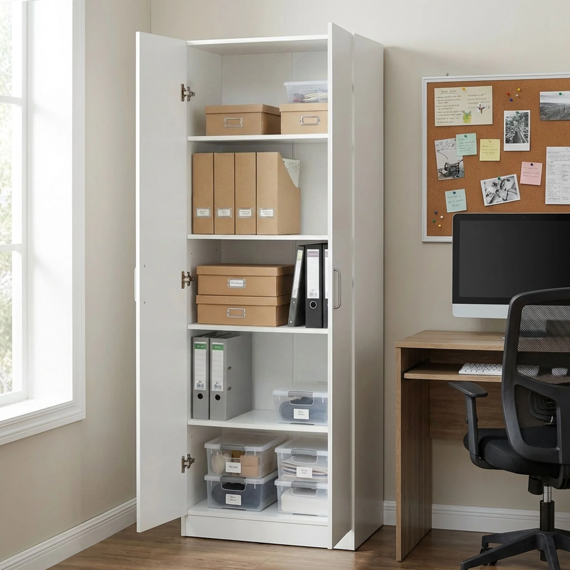 Nordic 2 Door Cupboard 60cm - White - Image 3