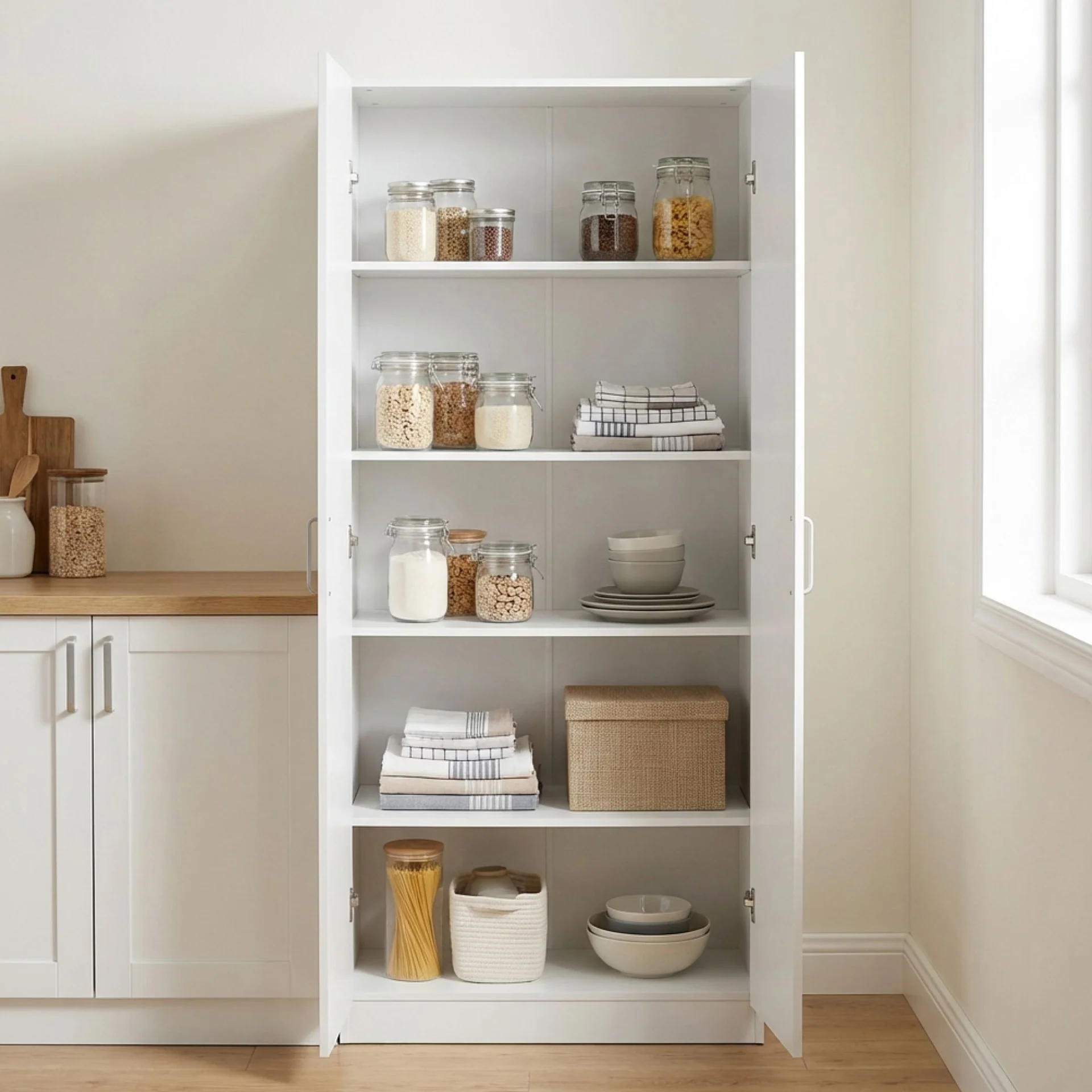 Nordic 2 Door Cupboard 80cm - White - Image 2