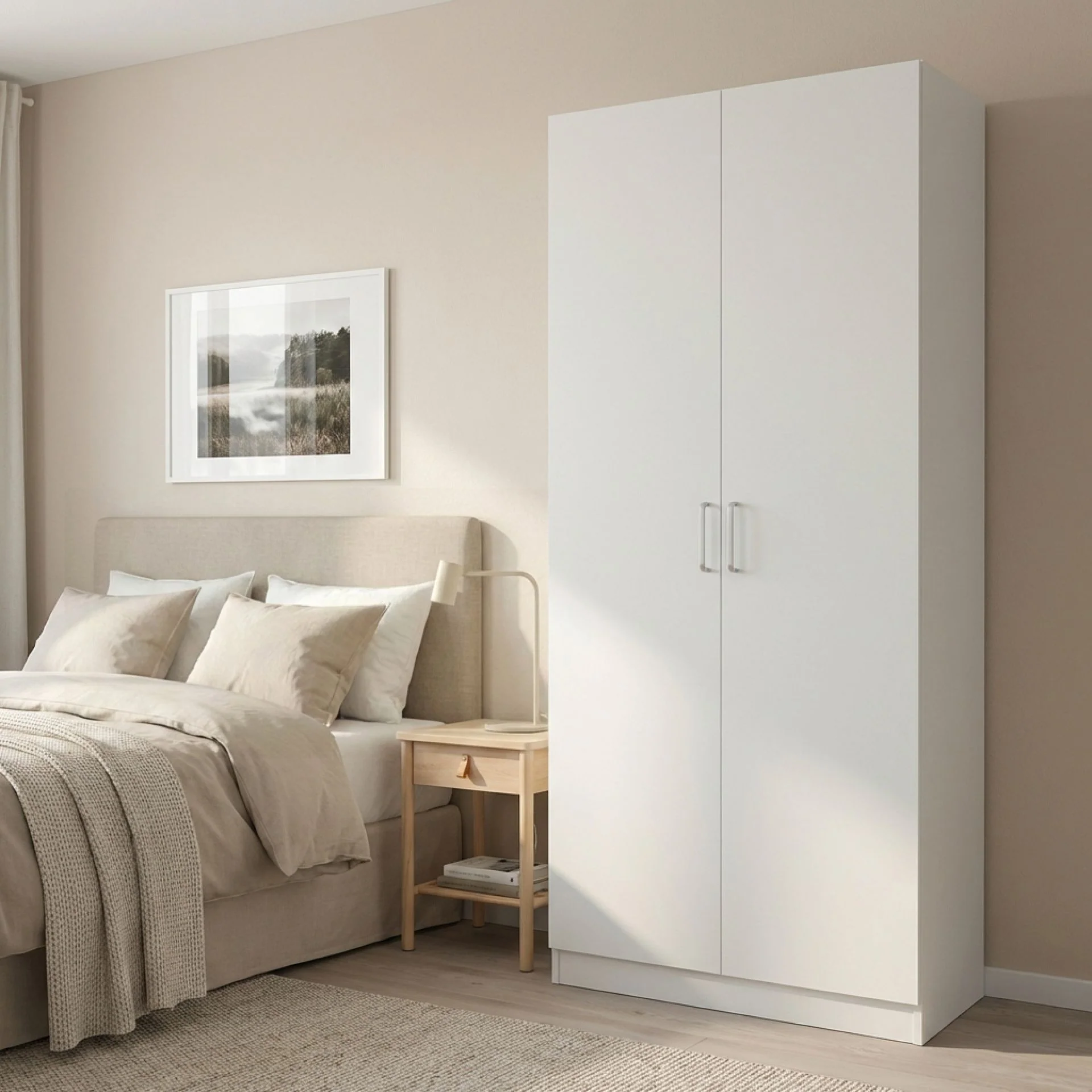 Nordic 2 Door Cupboard 80cm - White - Image 6