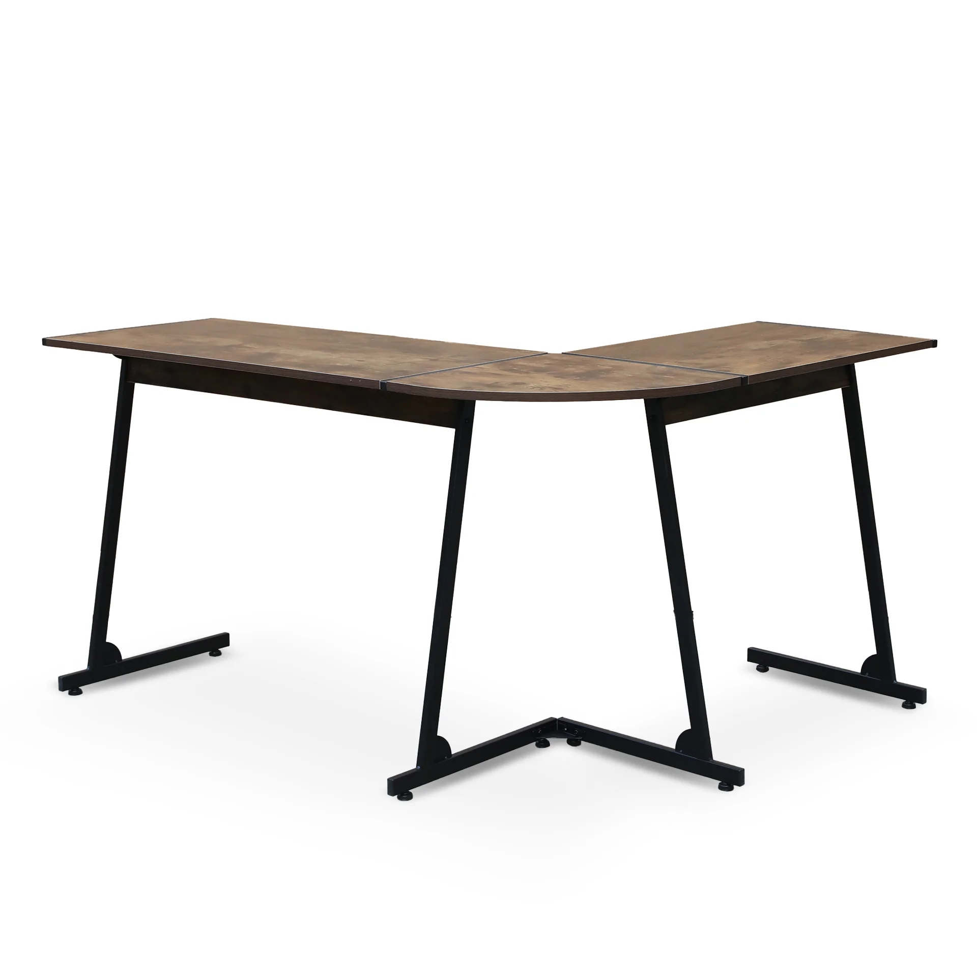 Nordix L-Shaped Computer Corner Desk - Rustic Brown - Image 7