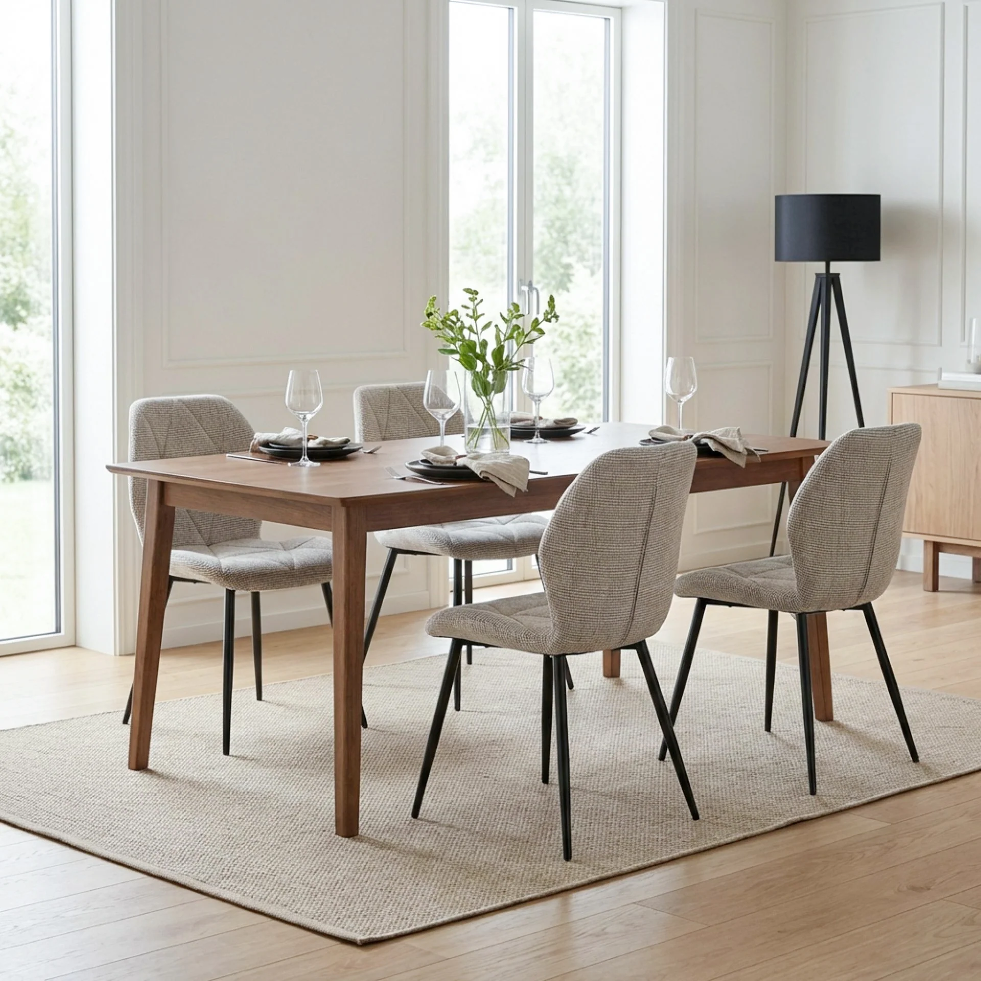 Nori Fabric Dining Chair - Set Of 4 - Light Brown - Image 3