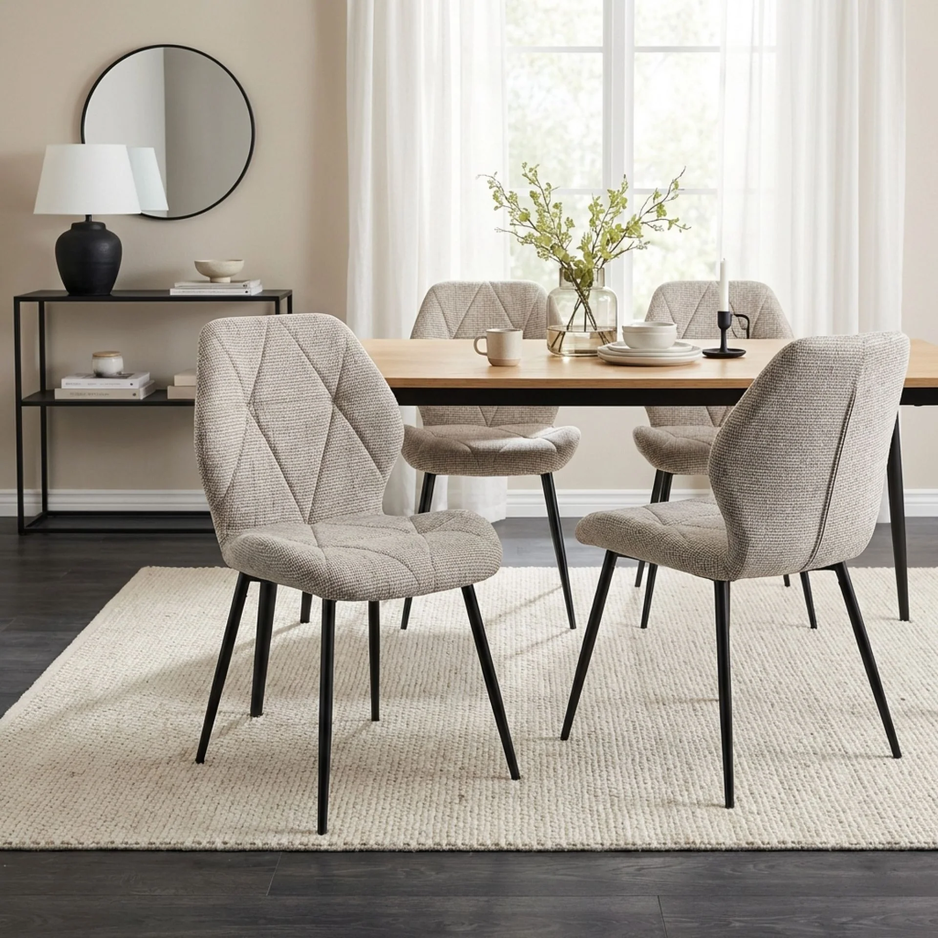 Nori Fabric Dining Chair - Set Of 4 - Light Brown - Image 4