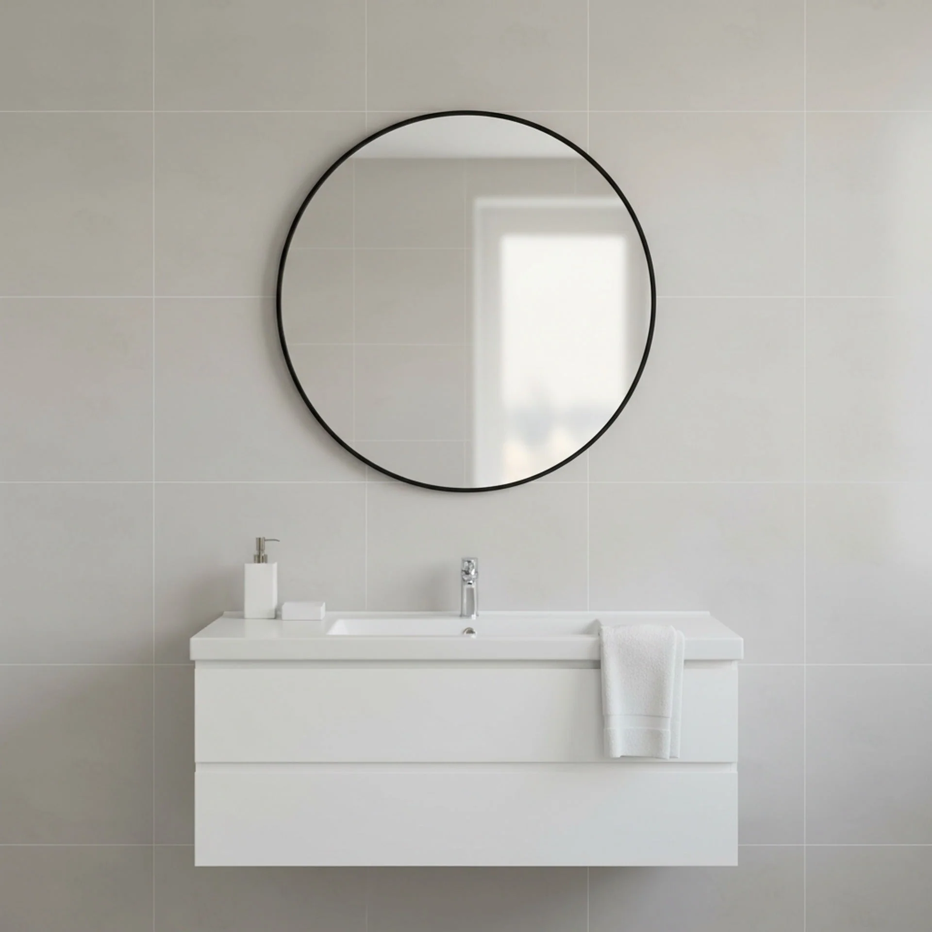 Nova Round Metal Framed Wall Mirror 80cm - Black - Image 2