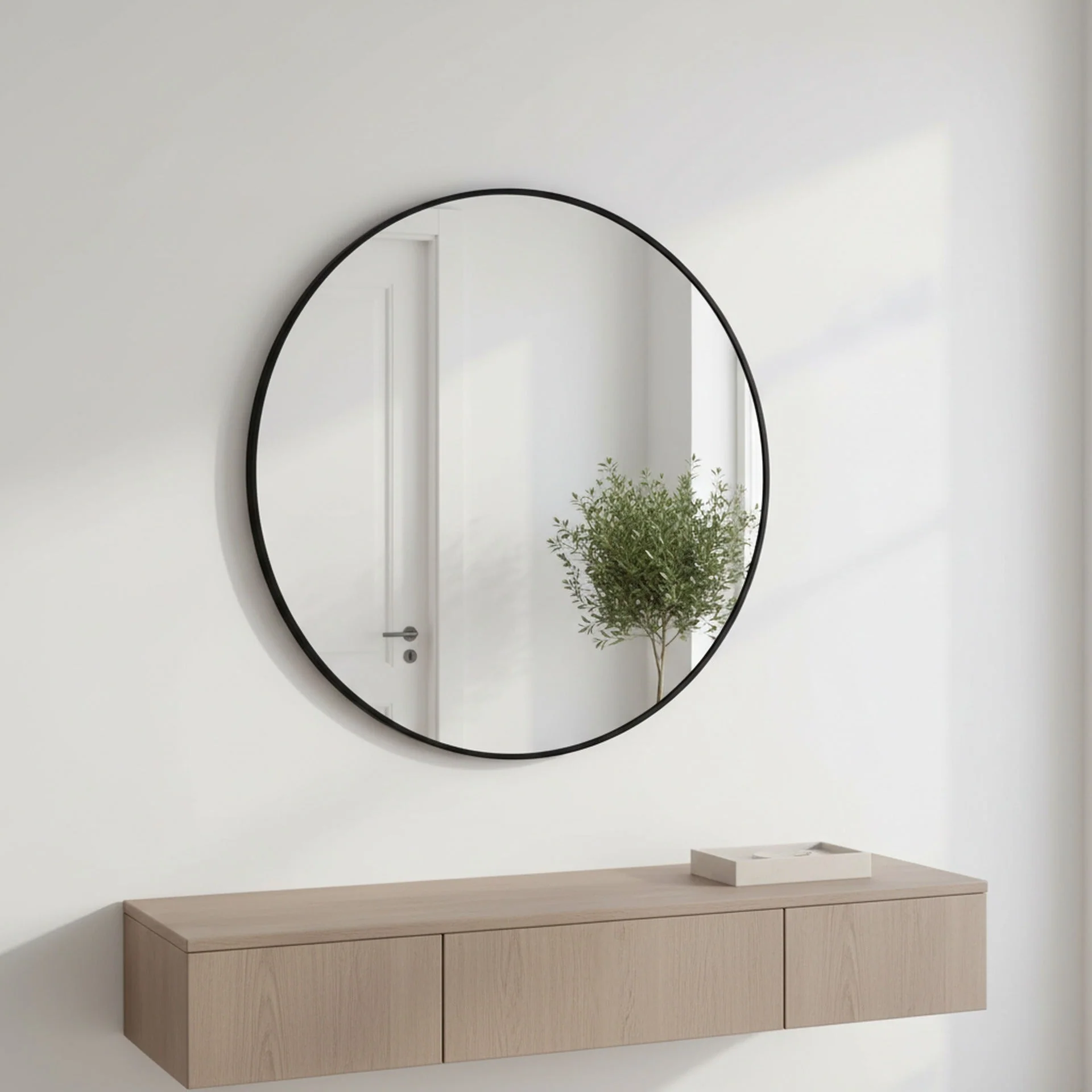 Nova Round Metal Framed Wall Mirror 80cm - Black - Image 7