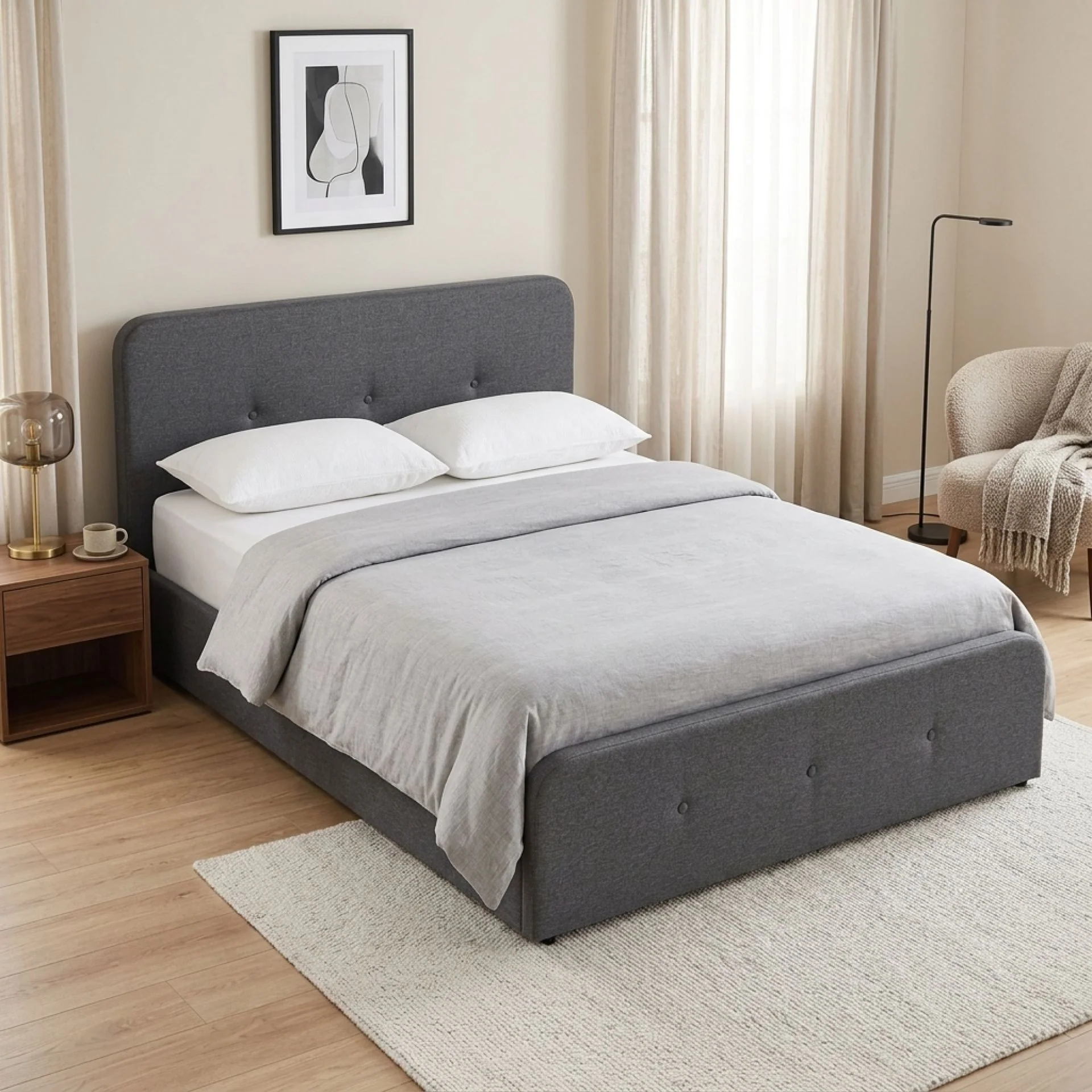 Novi Queen Gas Lift Bed Frame - Dark Grey