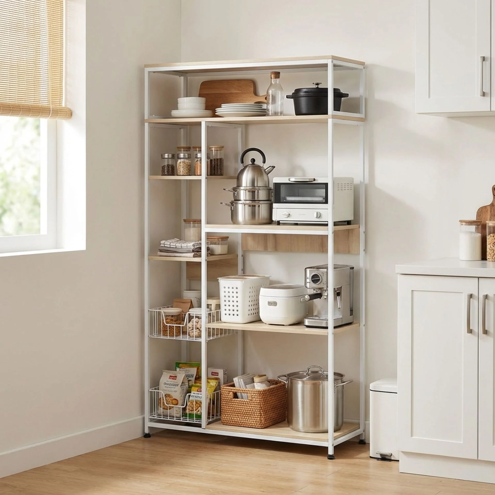 Nyos Kitchen Storage Shelf Microwave Stand with Baskets - Image 3
