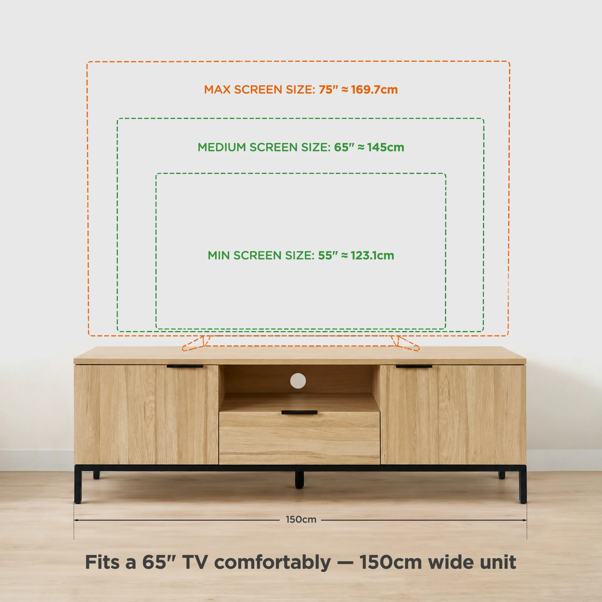 Ocala 1.5m Entertainment Unit - Oak - Image 2