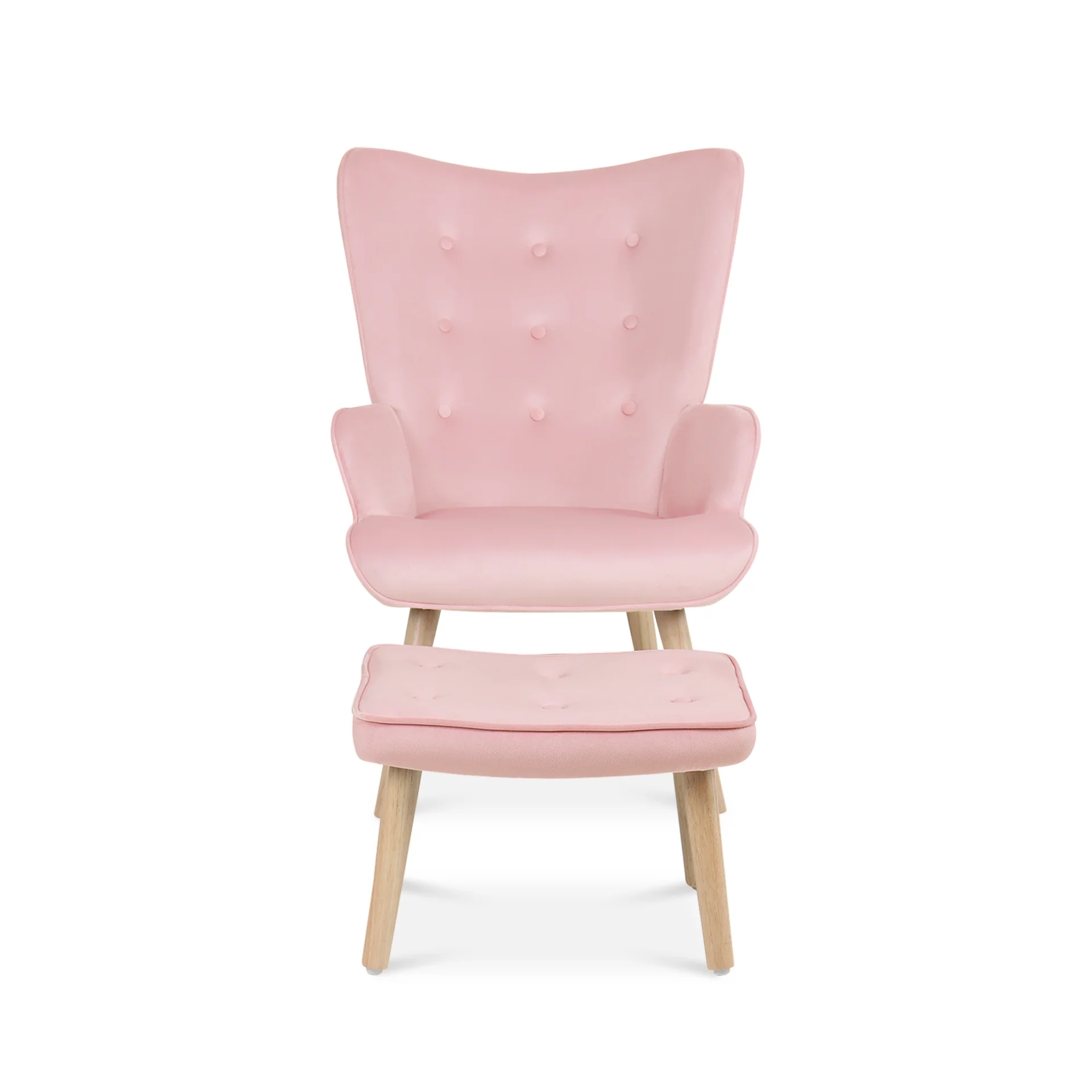 Olivia Velvet Armchair with Ottoman - Pink - Image 10