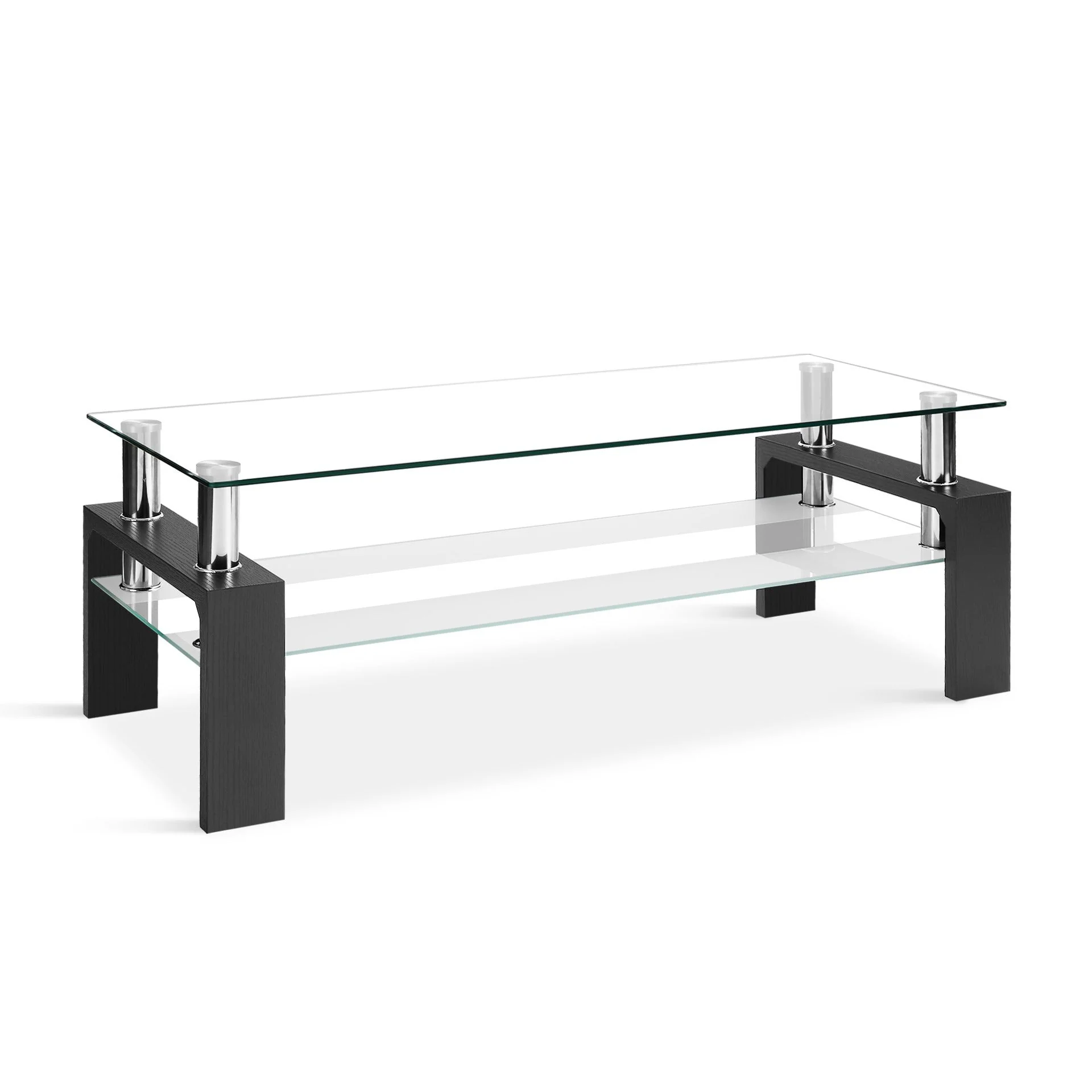 Ollie Tempered Glass Rectangle Coffee Table 110 x 60cm - Black - Image 6
