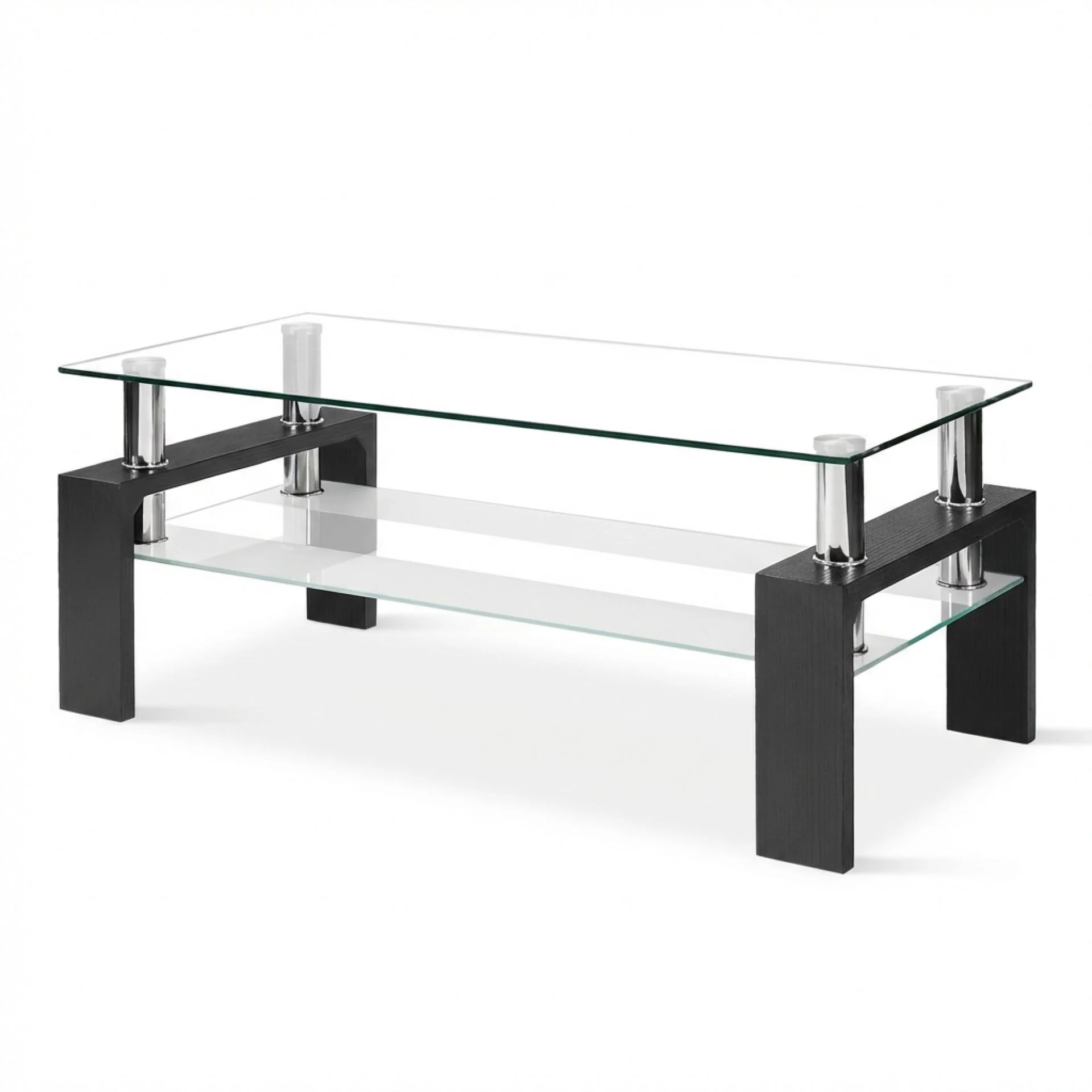 Ollie Tempered Glass Rectangle Coffee Table 110 x 60cm - Black - Image 8