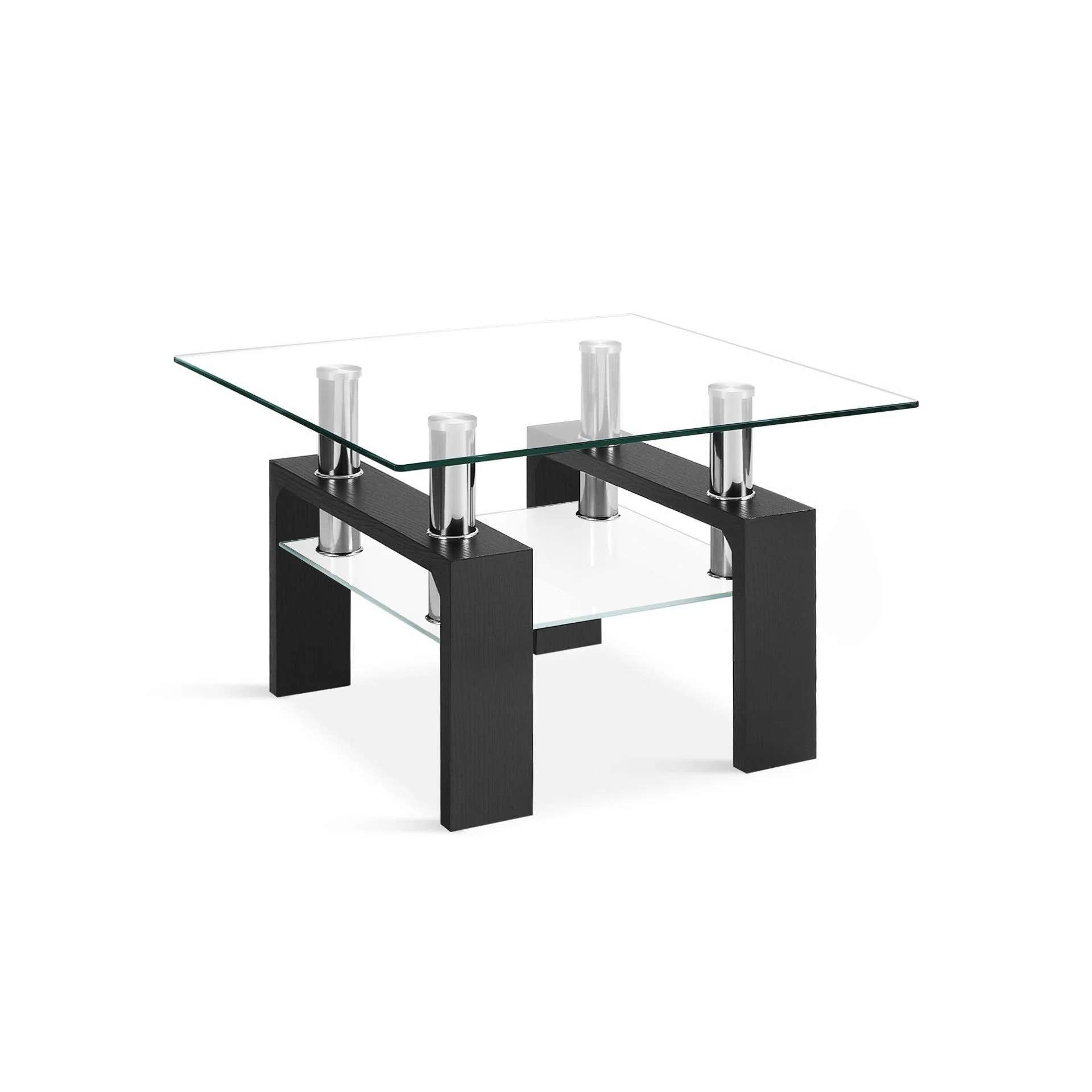 Ollie Tempered Glass Square Side Table 64 x 64cm - Black - Image 8