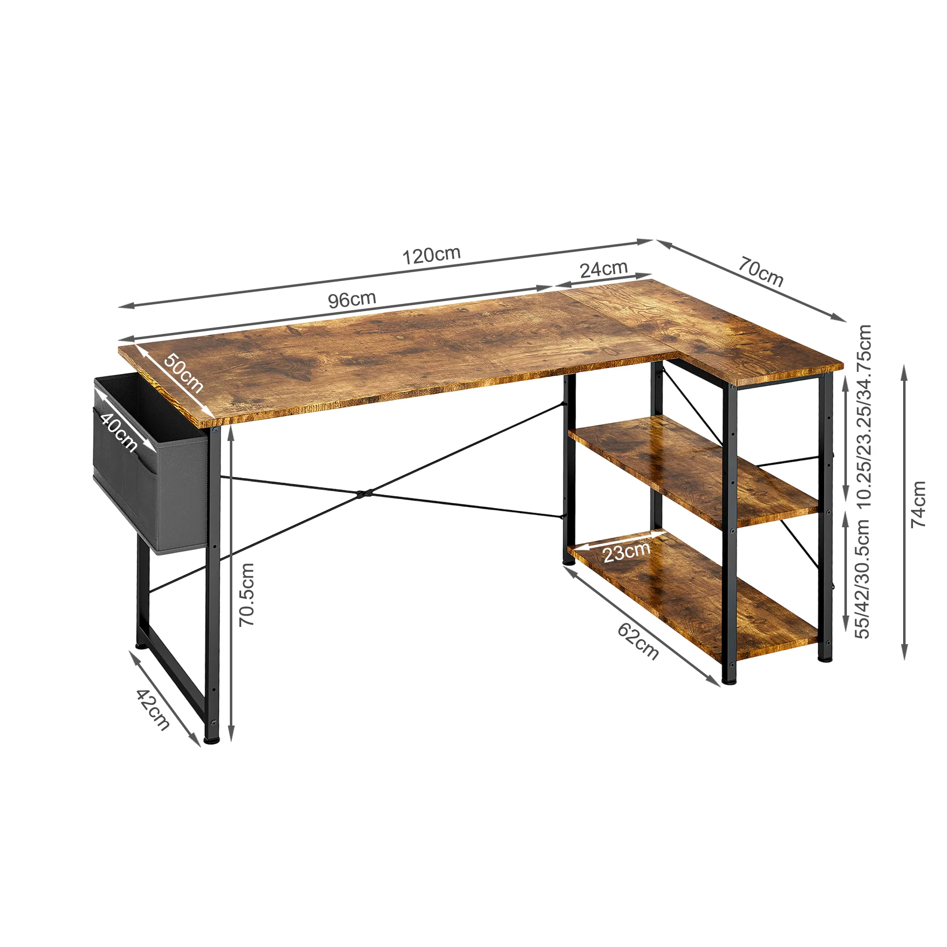 Omar Computer Corner Desk - Rustic Brown - Image 8