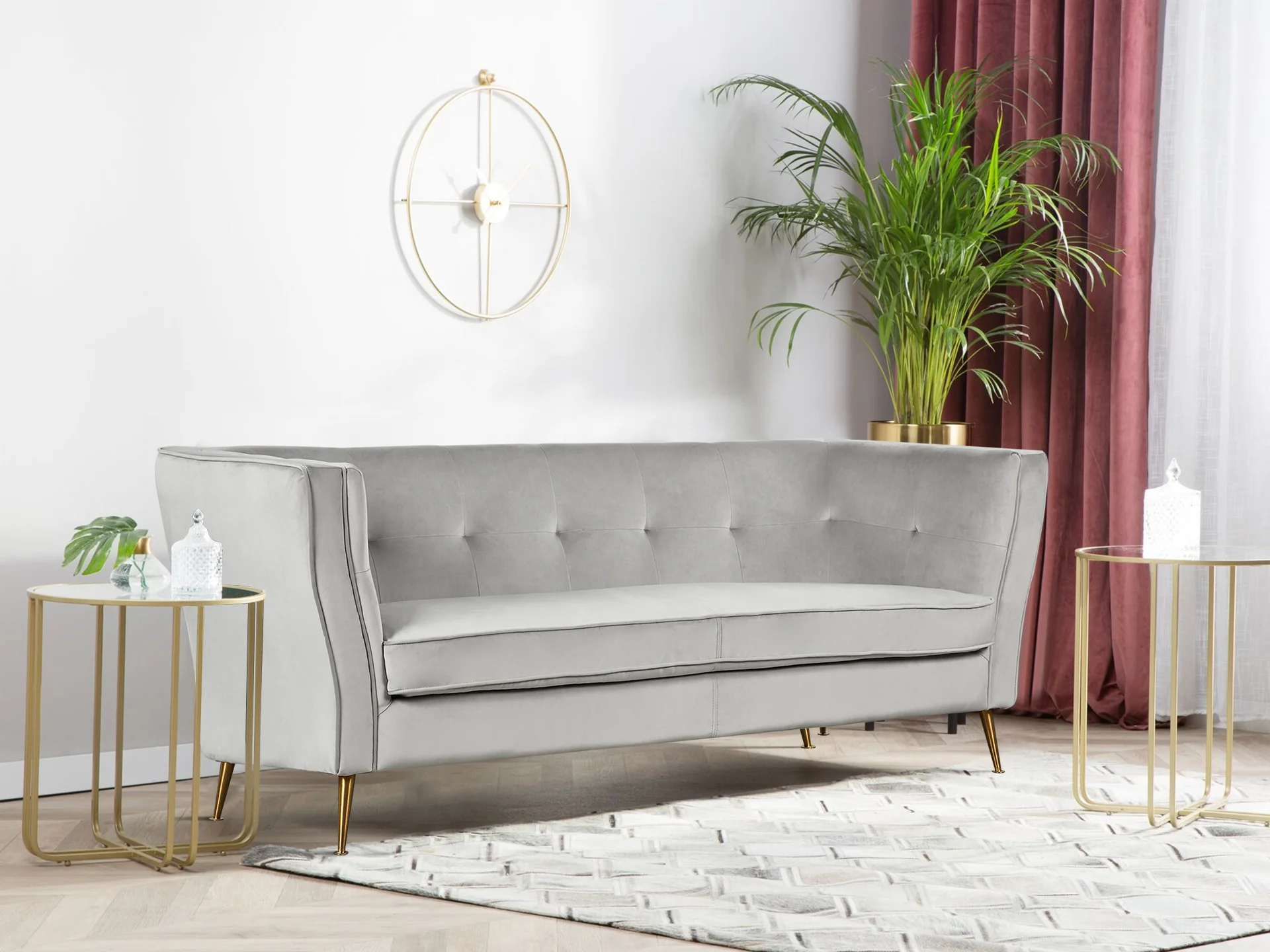OSLO 3 Seater Velvet Sofa - LIGHT GREY - Image 10
