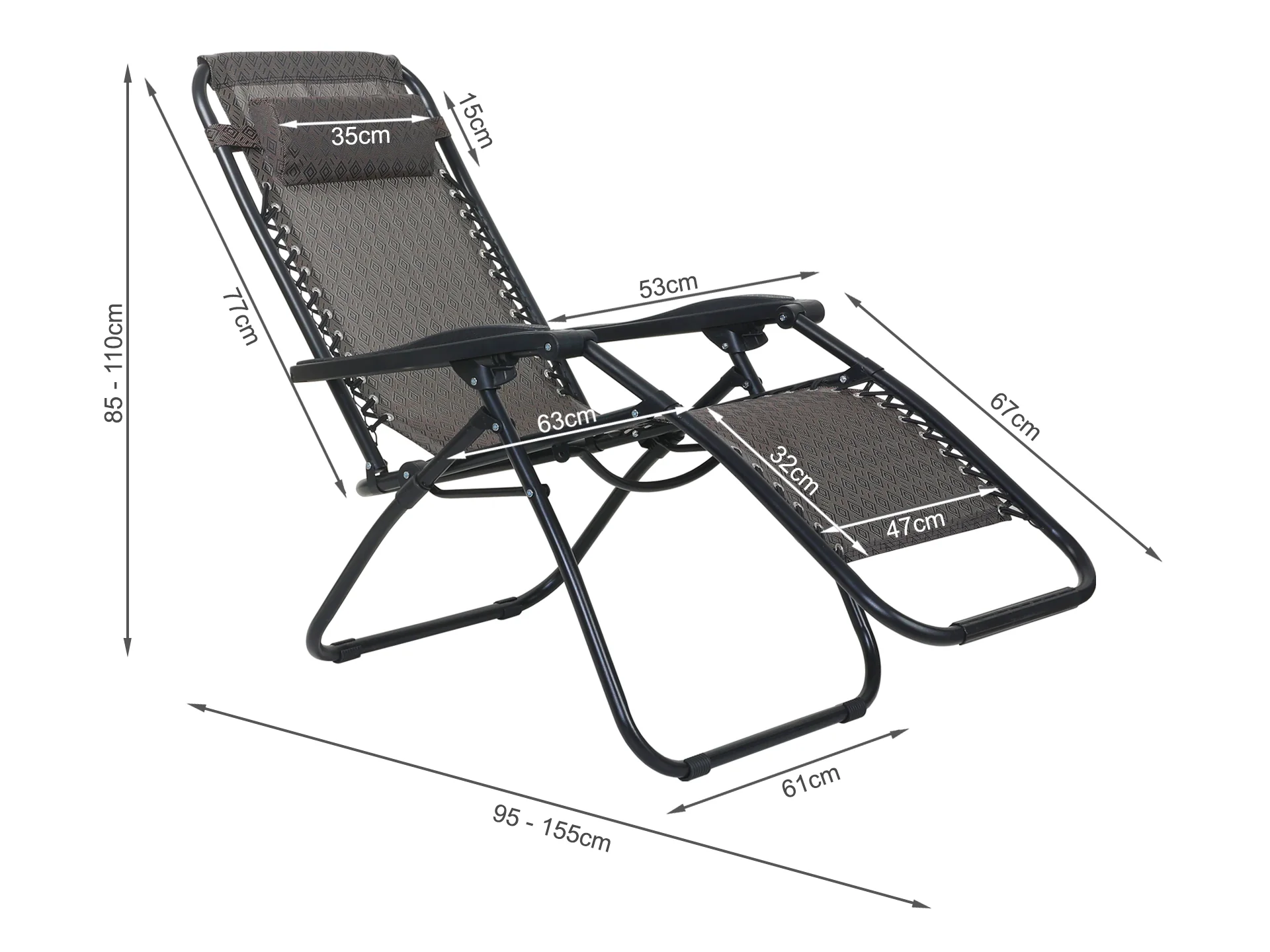 Outdoor Camping Chair Sun Lounger-Set Of Two - Brown - Image 8