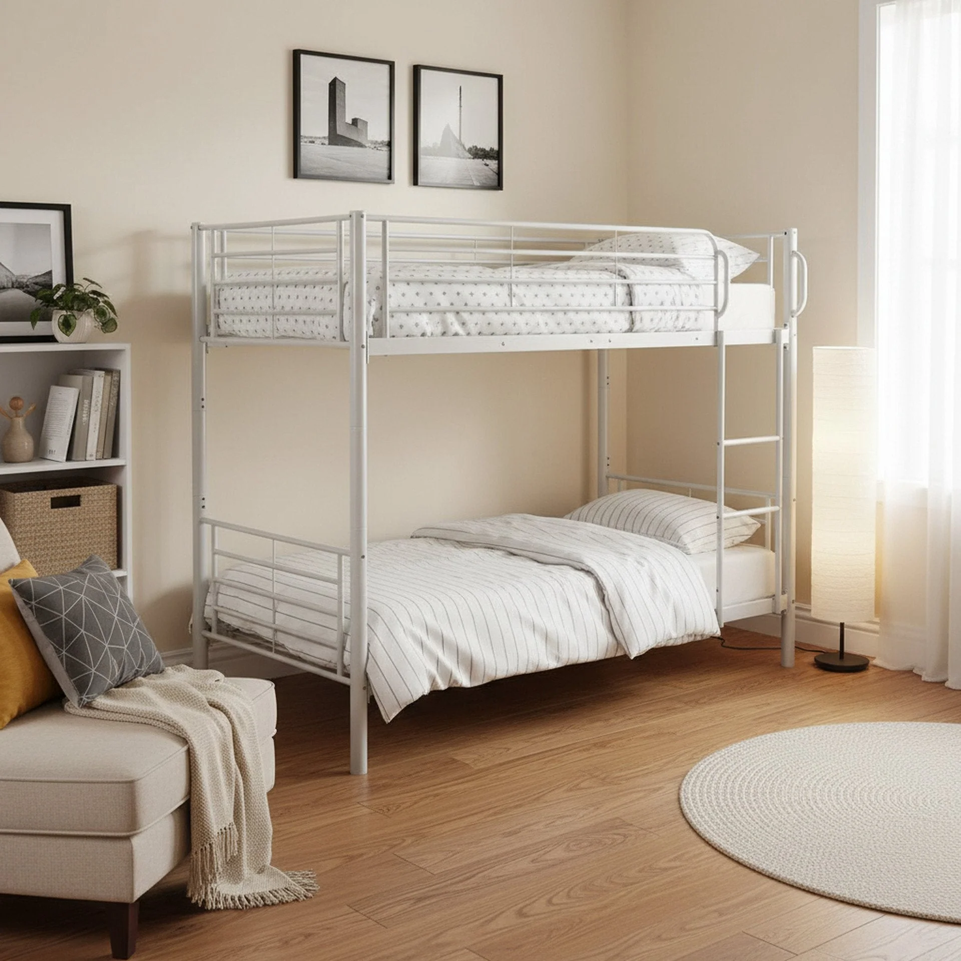 Owen Single Metal Bunk Bed Frame - White - Image 4